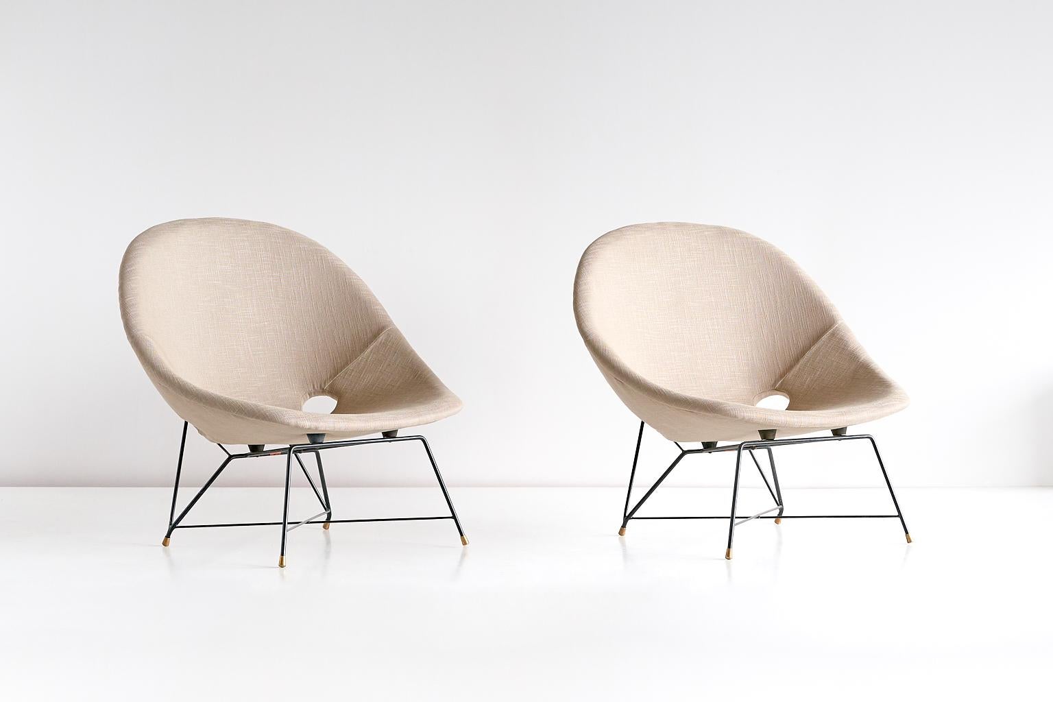 Mid-Century Modern Pair of Augusto Bozzi Kosmos Lounge Chairs for Saporiti, Italy, 1956