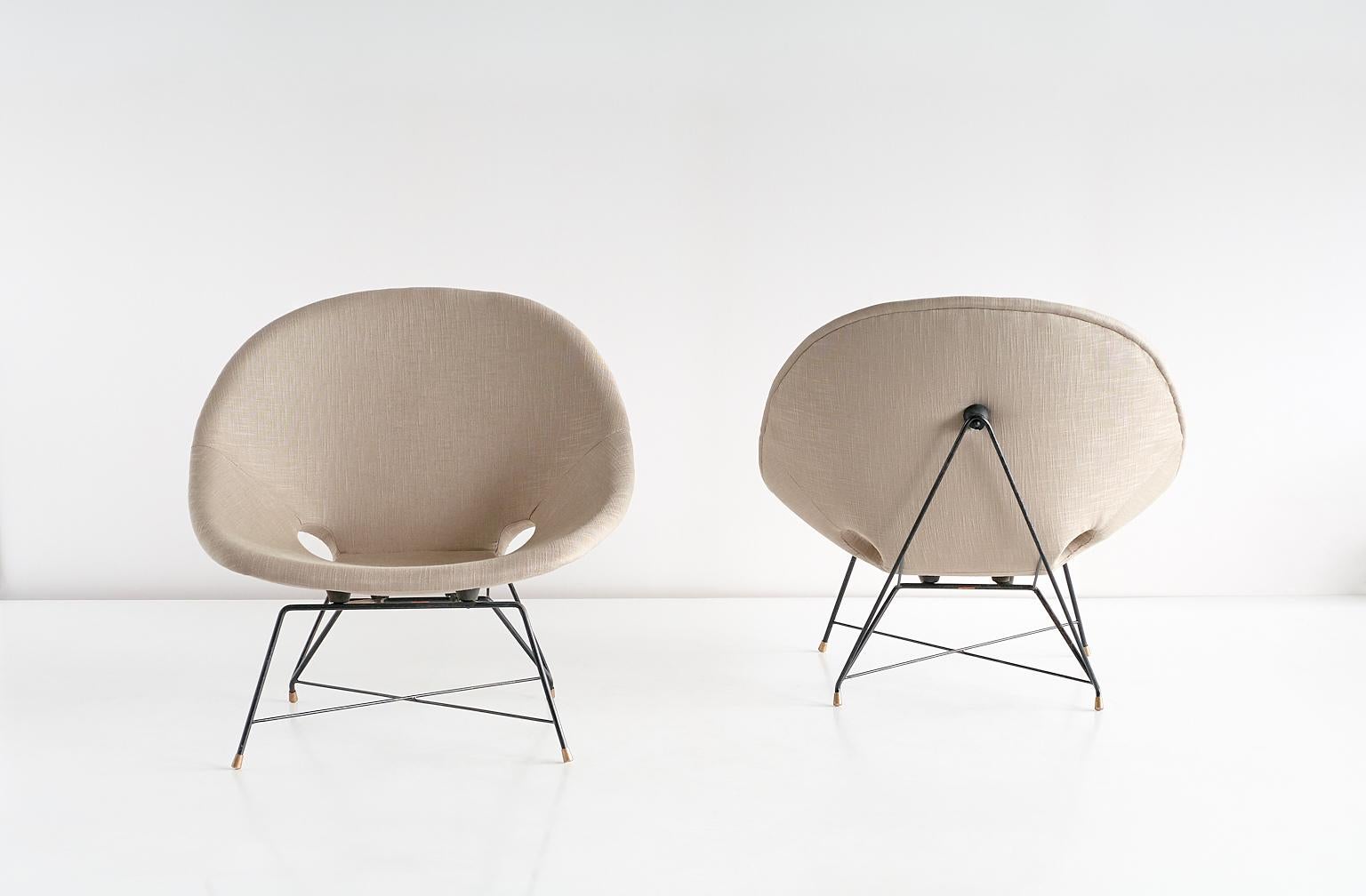 Italian Pair of Augusto Bozzi Kosmos Lounge Chairs for Saporiti, Italy, 1956