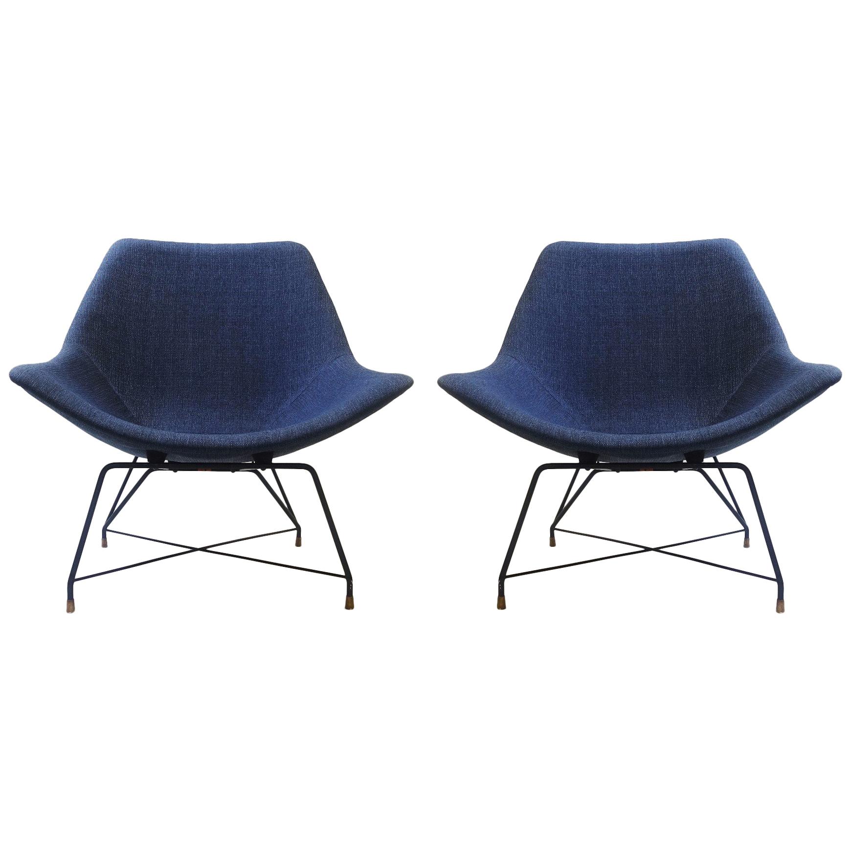 Pair of Augusto Bozzi Lounge Chairs for Saporiti, Italia, 1950s
