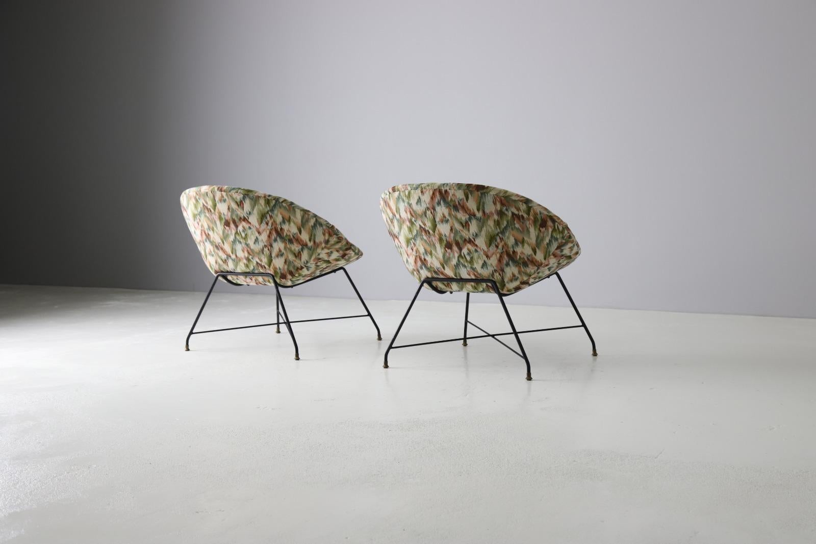 Mid-Century Modern Pair of Augusto Bozzi ‘Minoletta’ Lounge Chairs for Saporiti