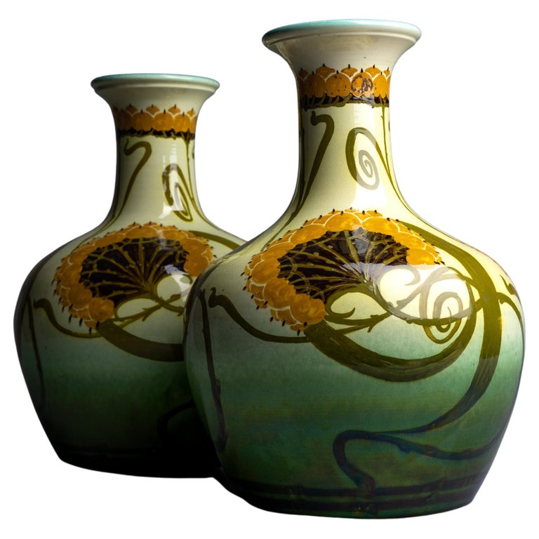 Pair of Ault Pottery Arts and Crafts Style Vases For Sale at 1stDibs