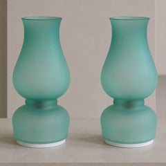 Paar Tischlampen aus grünem Murano-Glas von Aureliano Toso, Italien, Ende der 1970er Jahre