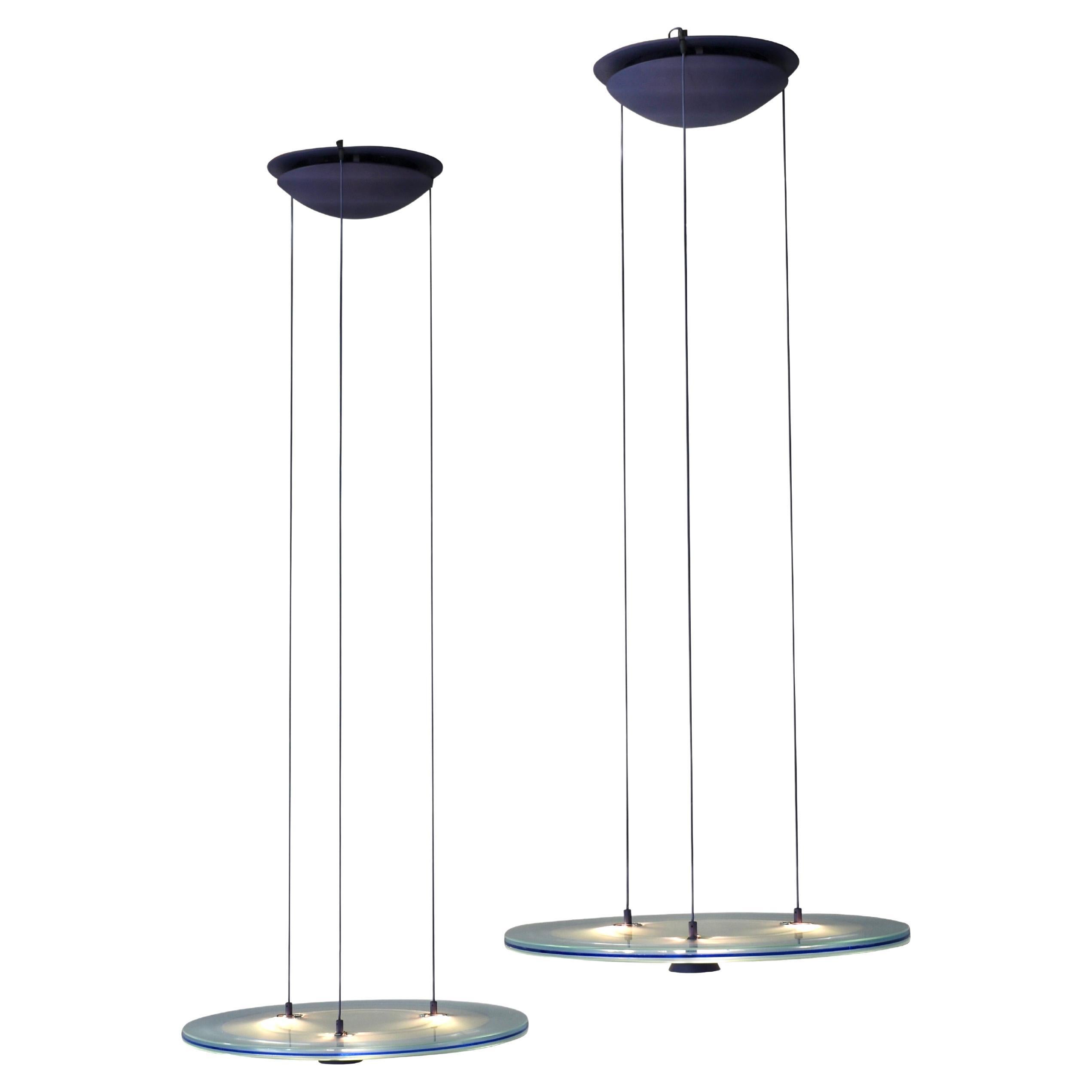Pair of Aurora Pendant Lamps by Arteluce, Italy, 1983 For Sale