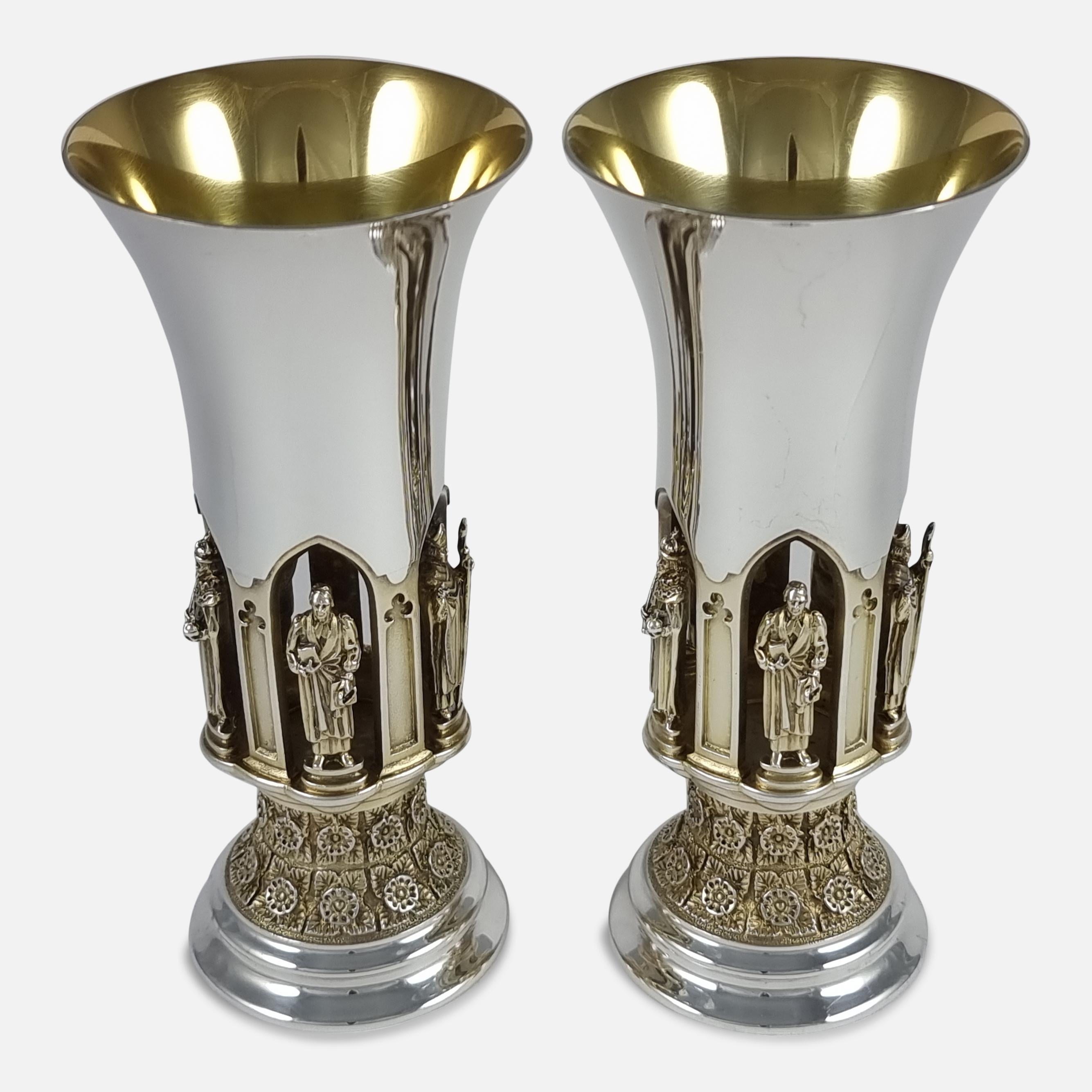Pair of Aurum Silver Gilt 'Ripon Diocese Foundation' Goblets by Hector Miller 7