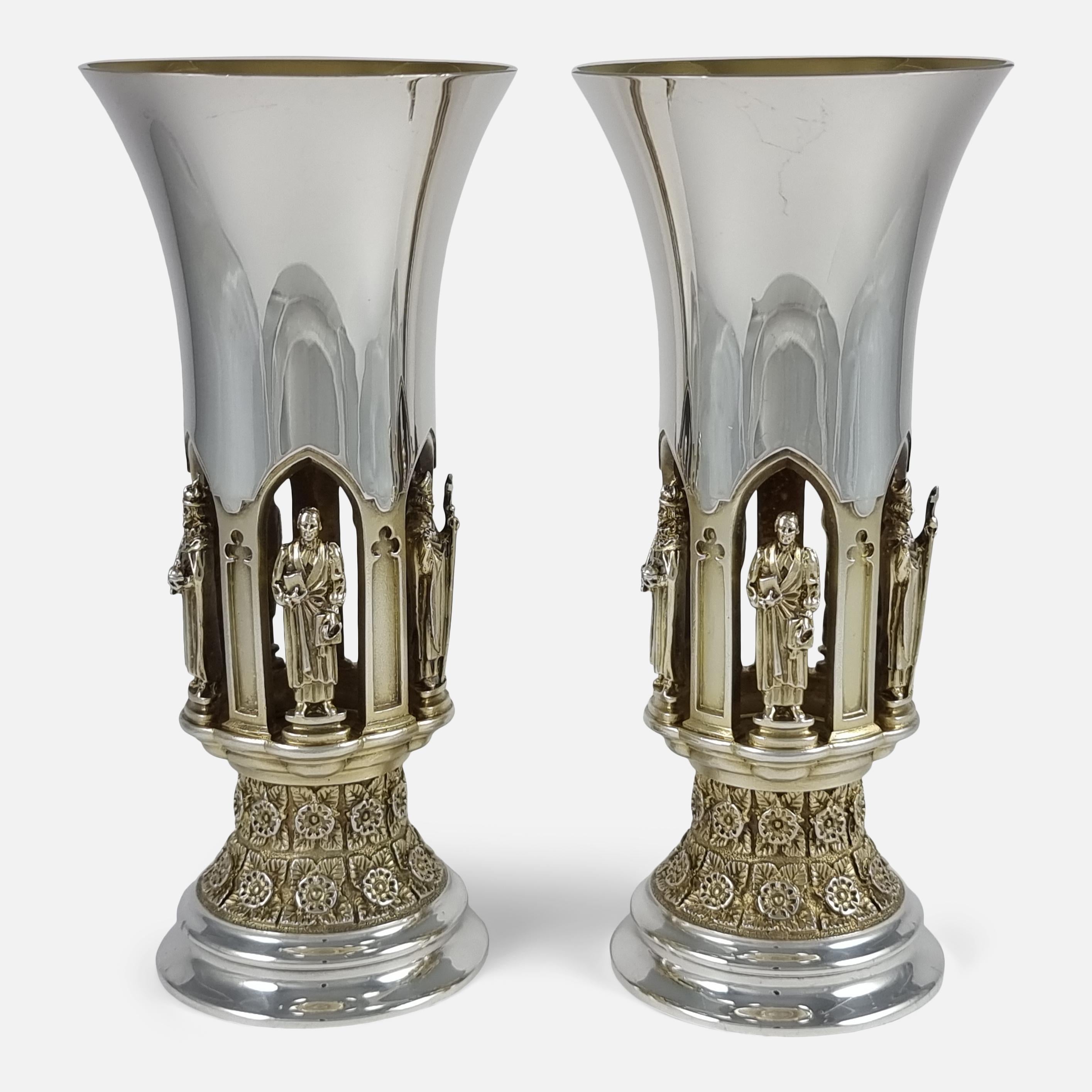 Late 20th Century Pair of Aurum Silver Gilt 'Ripon Diocese Foundation' Goblets by Hector Miller