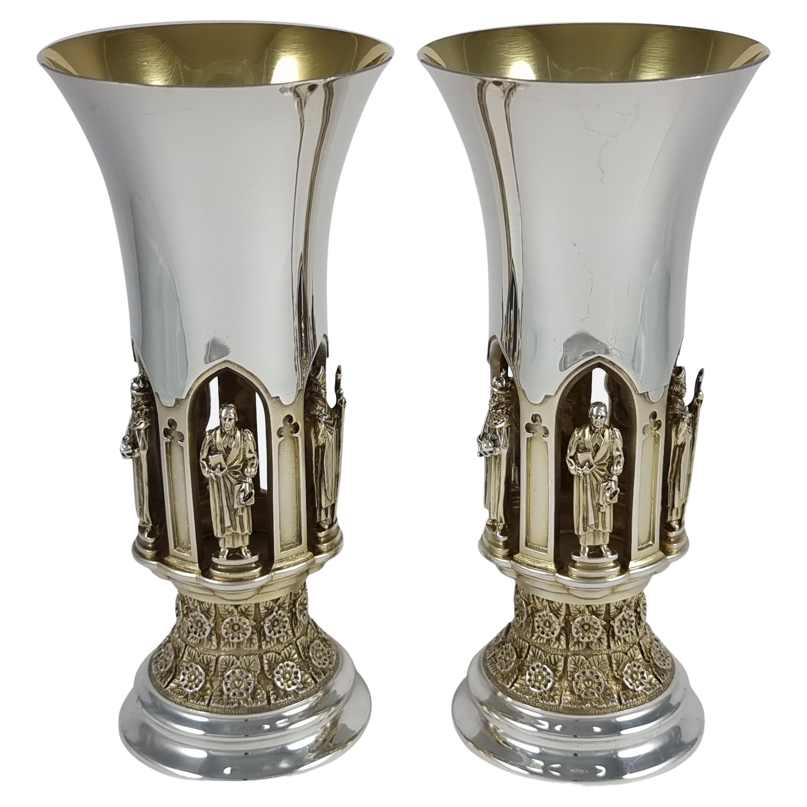 Pair of Aurum Silver Gilt 'Ripon Diocese Foundation' Goblets by Hector Miller