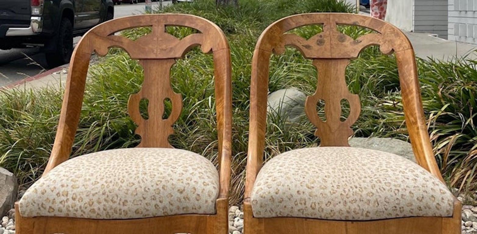 Pair of Austrian 1840s Biedermeier Side-Chairs with Fabric Covered Seats For Sale 7