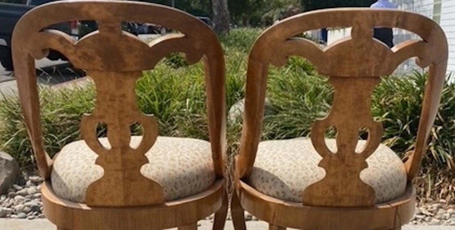 Pair of Austrian 1840s Biedermeier Side-Chairs with Fabric Covered Seats For Sale 2