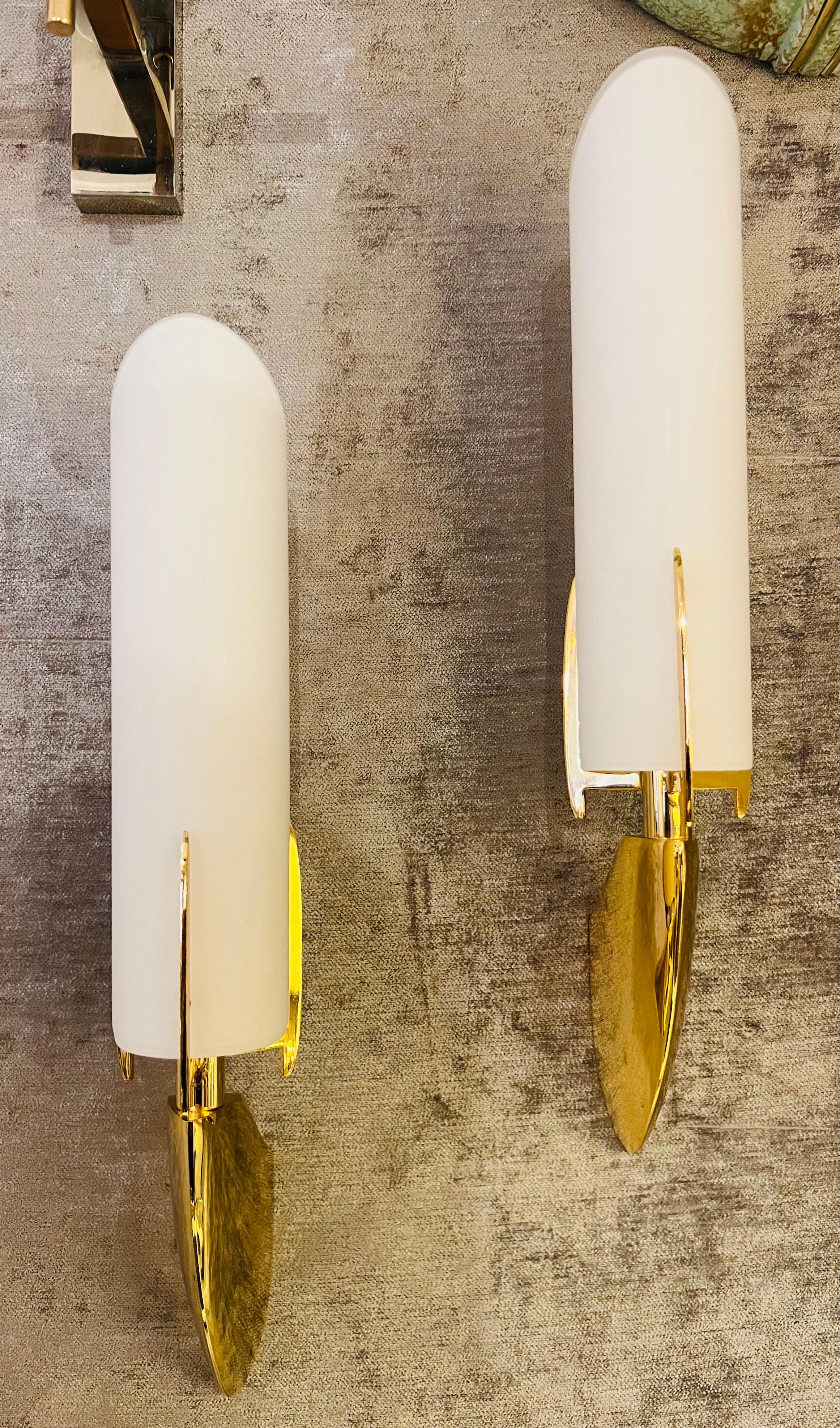 Post-Modern Pair of Austrian 1990s High Style Golden Wall Lamps For Sale
