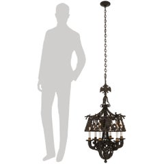 pair of Austrian 19th century Renaissance st. Wrought Iron chandeliers
