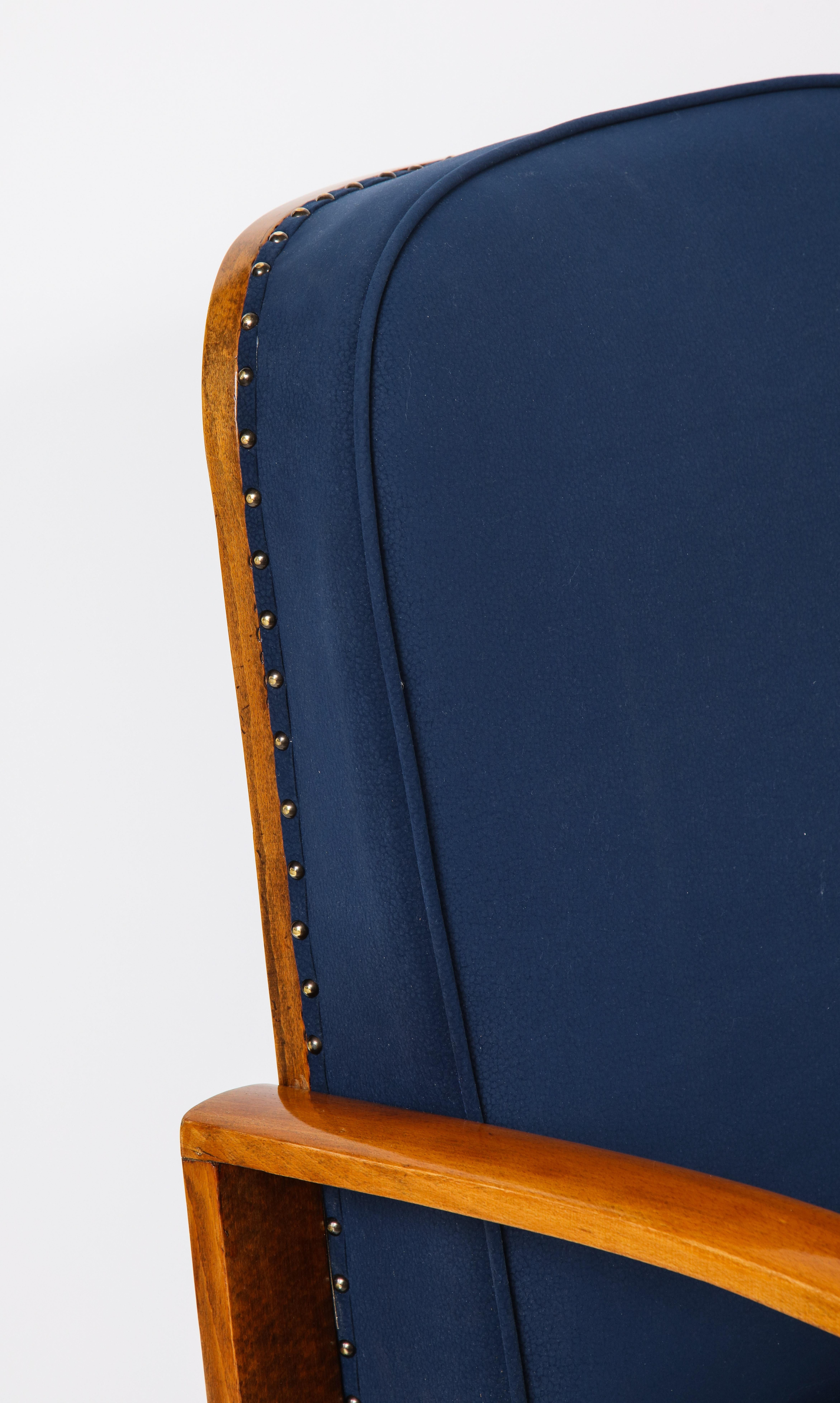 Suede Pair of Austrian Art Deco Armchairs