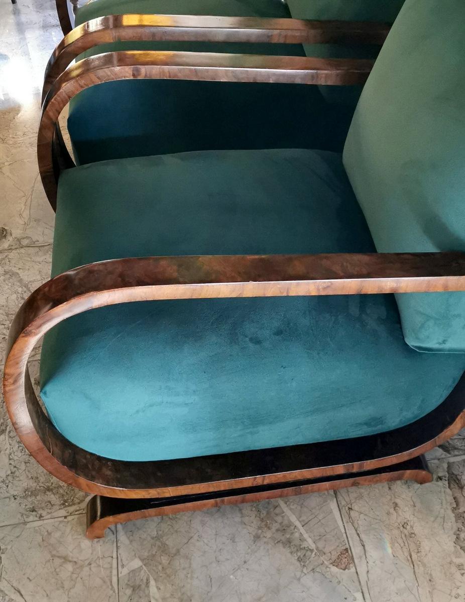 20th Century Pair  Austrian Art Deco Walnut Armchairs  7