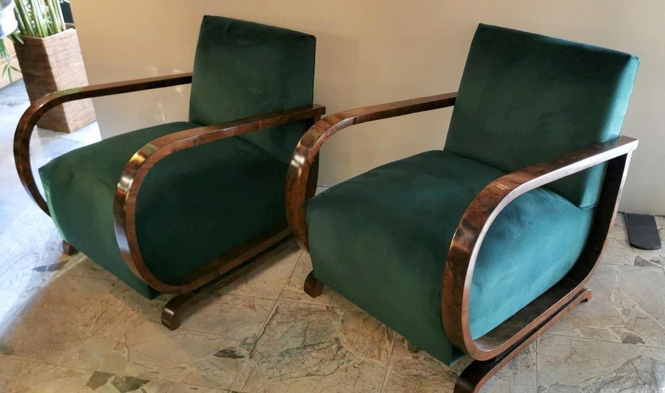 20th Century Pair  Austrian Art Deco Walnut Armchairs  2