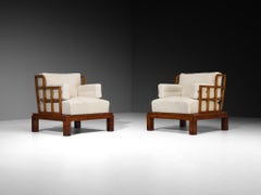 Pair of Austrian Art Deco Lounge Chairs in Mahogany