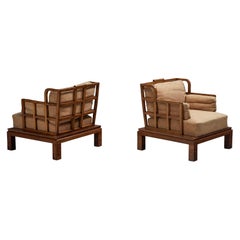 Pair of Austrian Art Deco Lounge Chairs in Mahogany