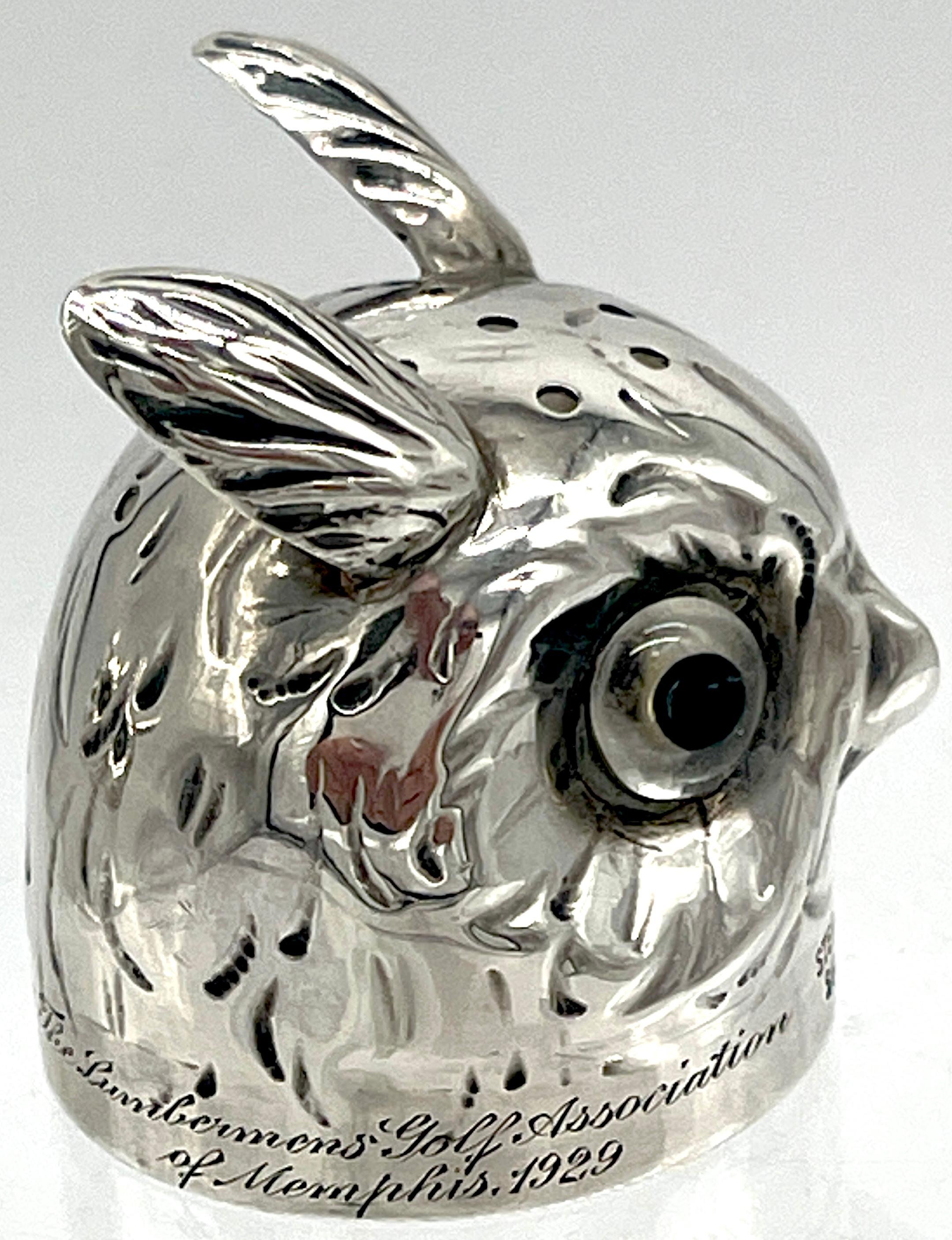 Pair of  Austrian Art Deco 'Rock Crystal' & Sterling Owl Salt & Pepper Shakers For Sale 7