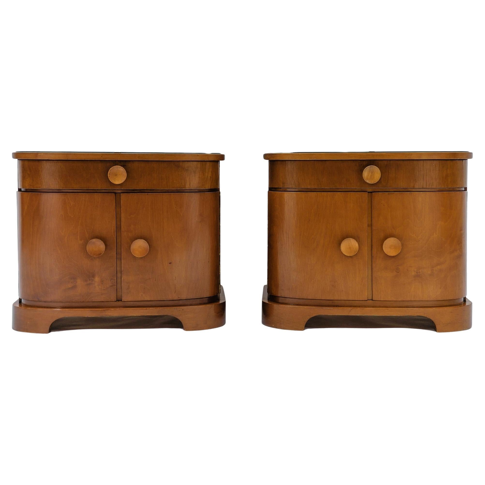 Paire de tables de chevet en bois Art déco autrichien, années 1930