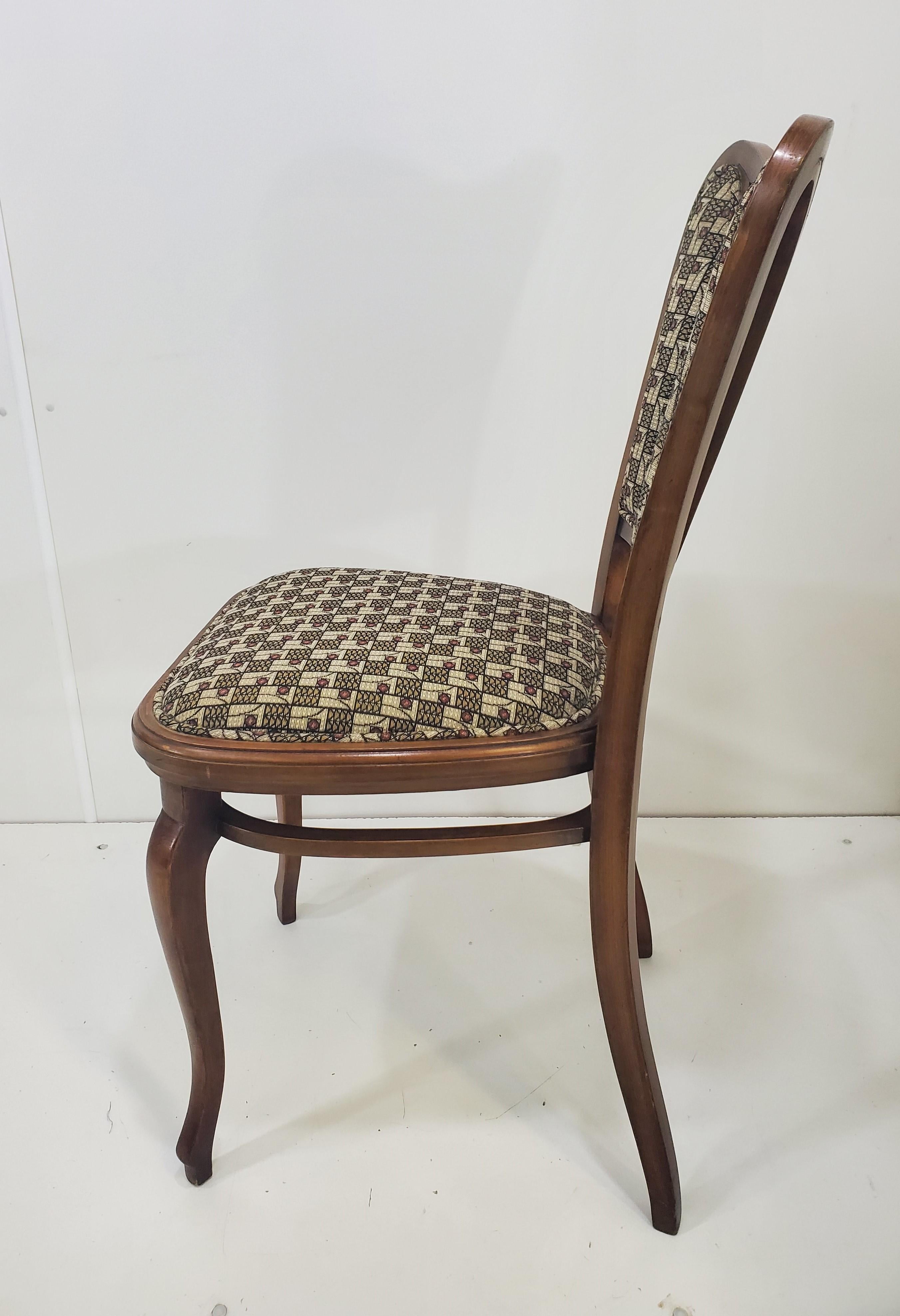 Pair of Austrian Art Nouveau Upholstered Bentwood Side Chairs For Sale 9