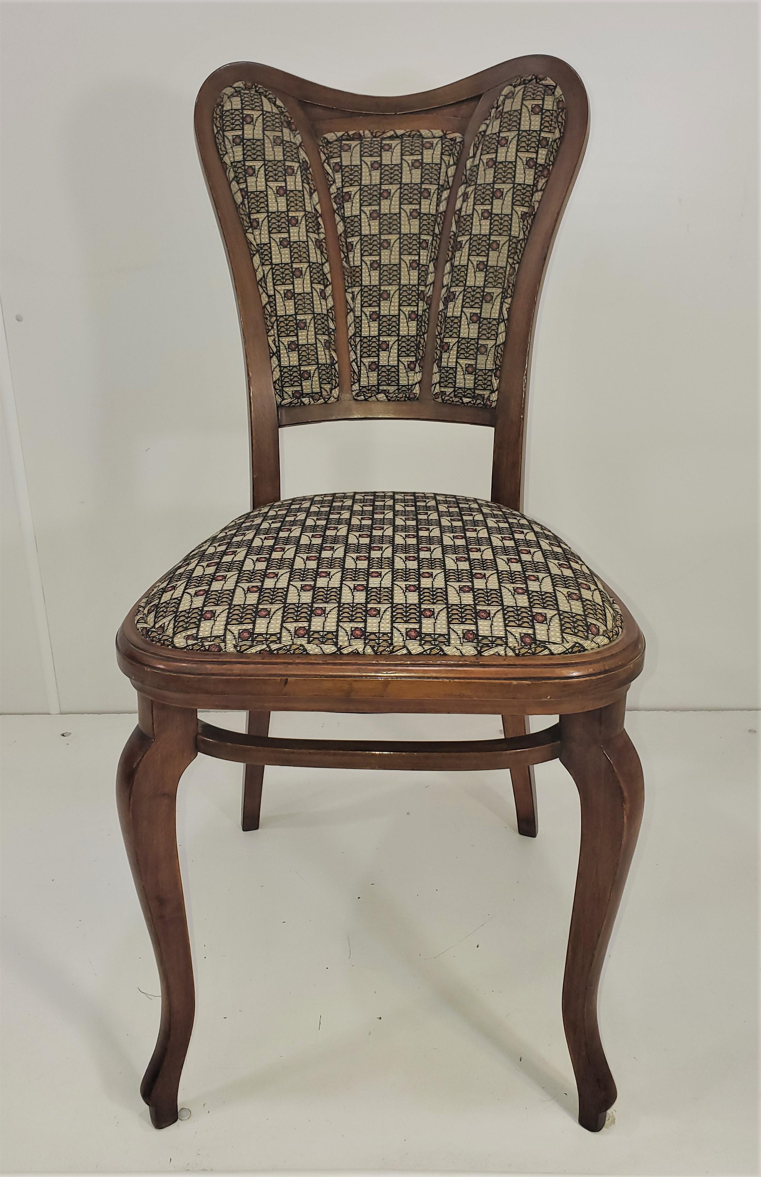 Pair of Austrian Art Nouveau Upholstered Bentwood Side Chairs For Sale 11