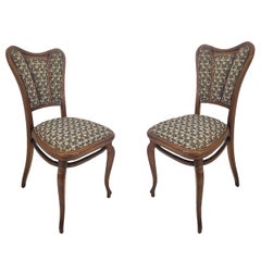 Pair of Austrian Art Nouveau Upholstered Bentwood Side Chairs