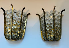Pair of Austrian Bakalowits Crystal 1950s Wall Lamp Sconces Mid Century