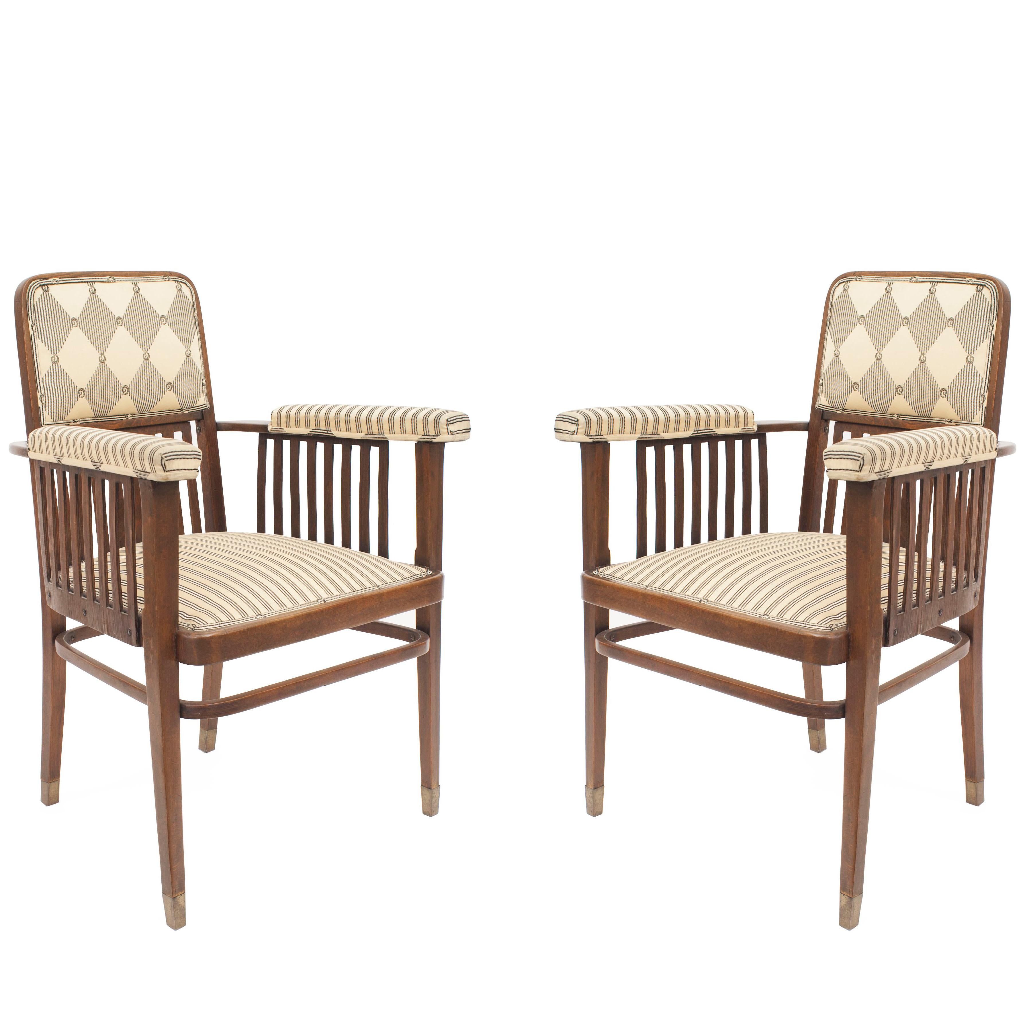 Pair of Austrian Bentwood Beech Wood Armchairs