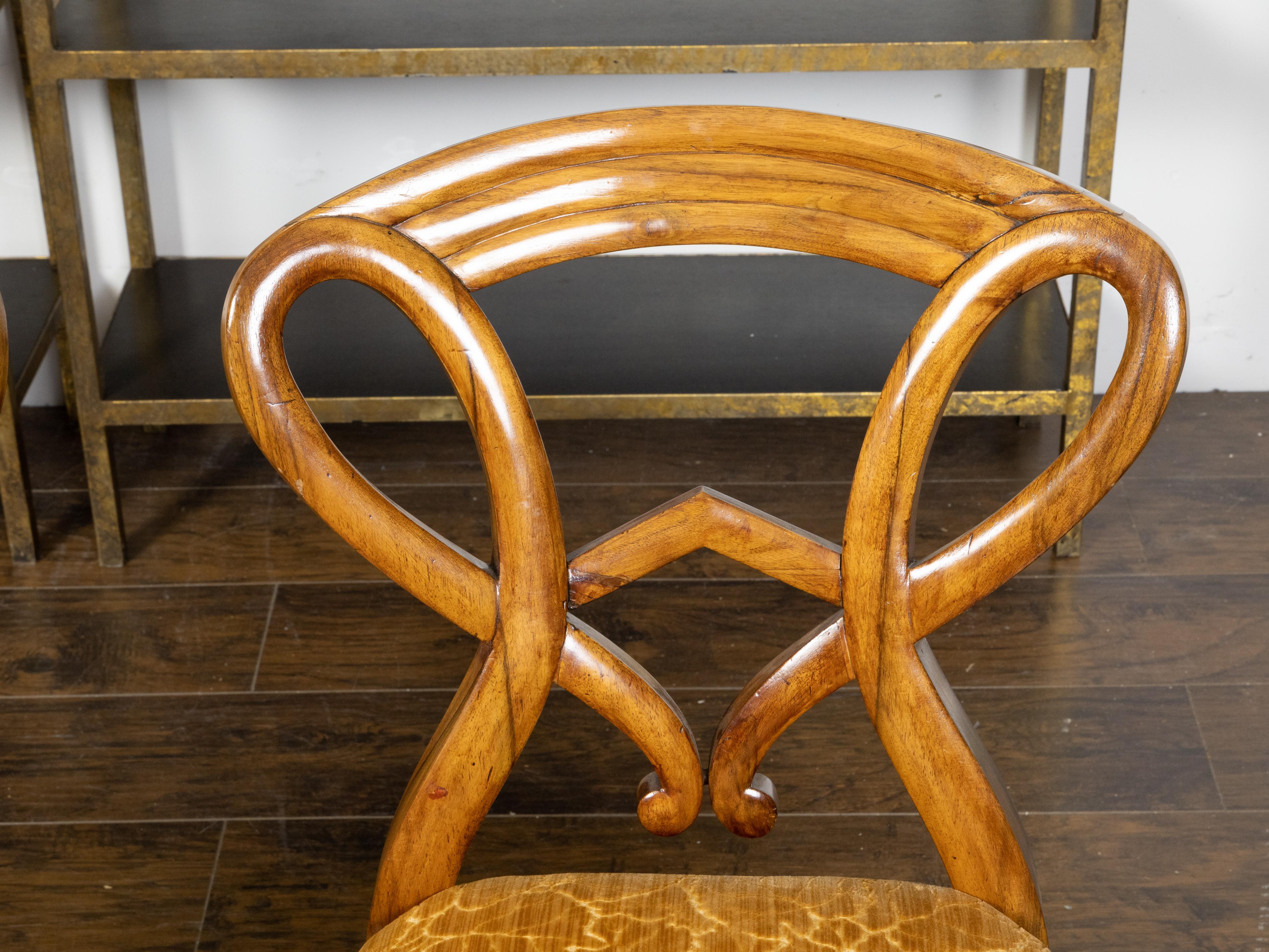 Pair of Austrian Biedermeier 19th Century Side Chairs with Carved Open Backs For Sale 5