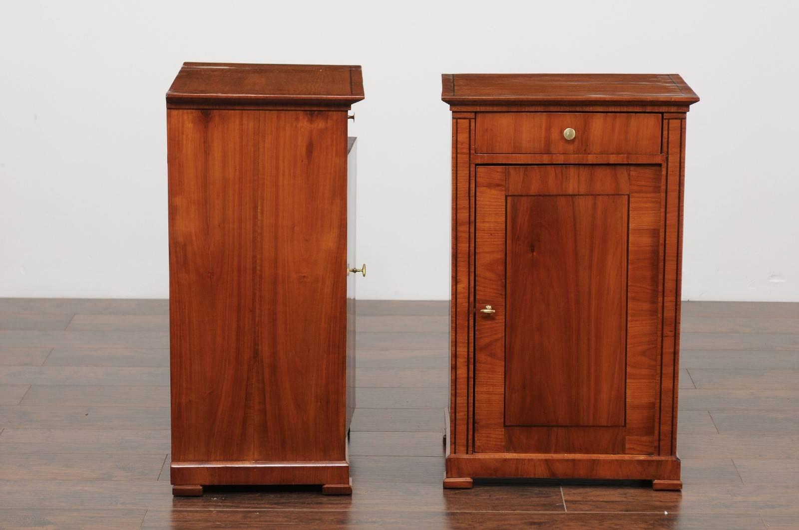 Pair of Austrian Biedermeier Cabinets with Single Drawer and Door, circa 1870 In Good Condition For Sale In Atlanta, GA