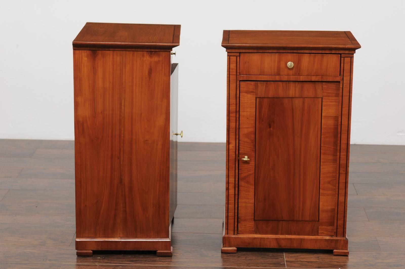 19th Century Pair of Austrian Biedermeier Cabinets with Single Drawer and Door, circa 1870 For Sale
