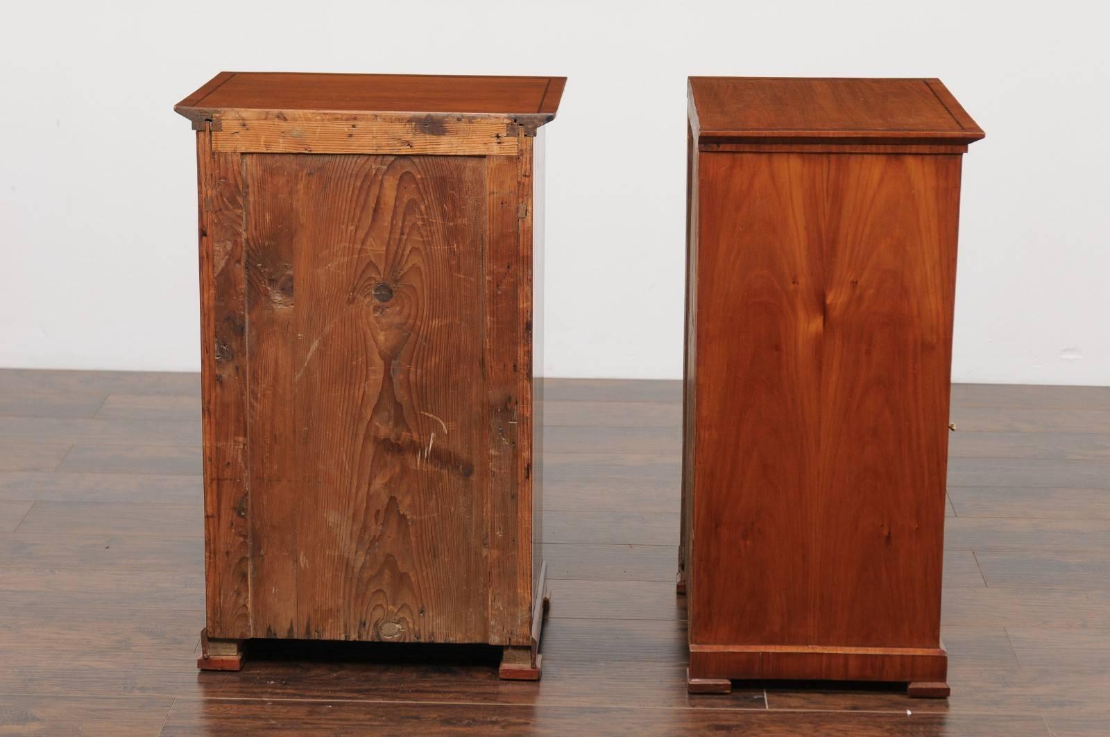 Wood Pair of Austrian Biedermeier Cabinets with Single Drawer and Door, circa 1870 For Sale