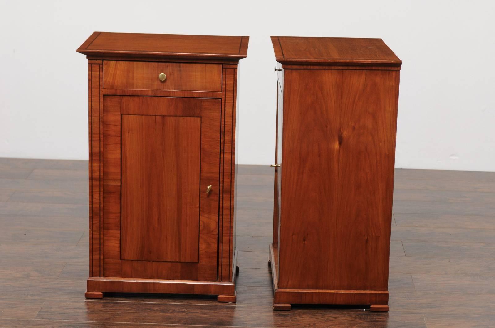 Pair of Austrian Biedermeier Cabinets with Single Drawer and Door, circa 1870 For Sale 2