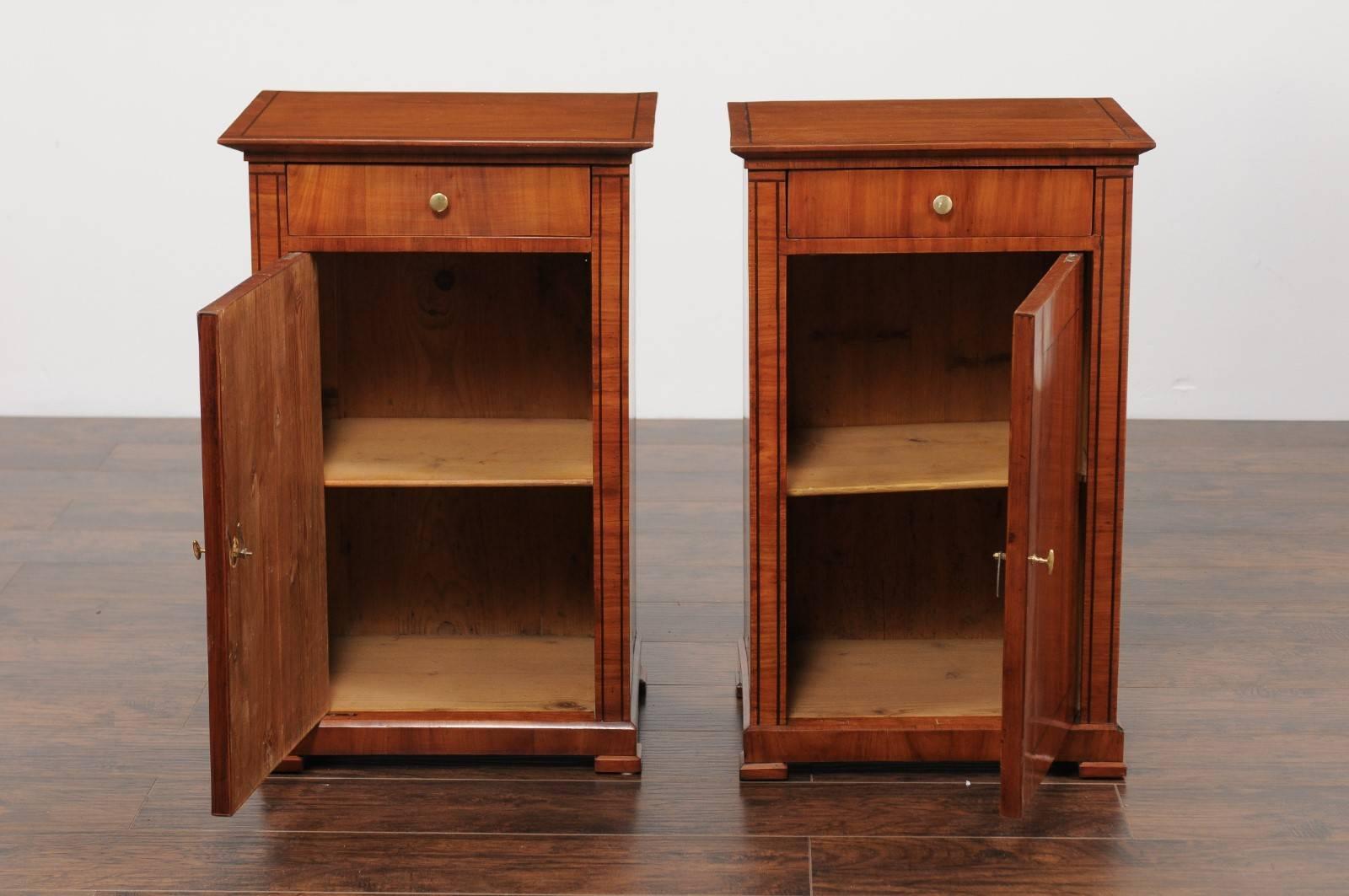 Pair of Austrian Biedermeier Cabinets with Single Drawer and Door, circa 1870 For Sale 4
