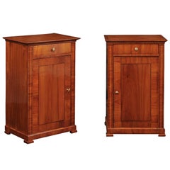 Pareja de armarios austriacos Biedermeier con un solo cajón y puerta, hacia 1870