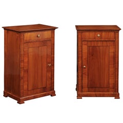 Antique Pair of Austrian Biedermeier Cabinets with Single Drawer and Door, circa 1870