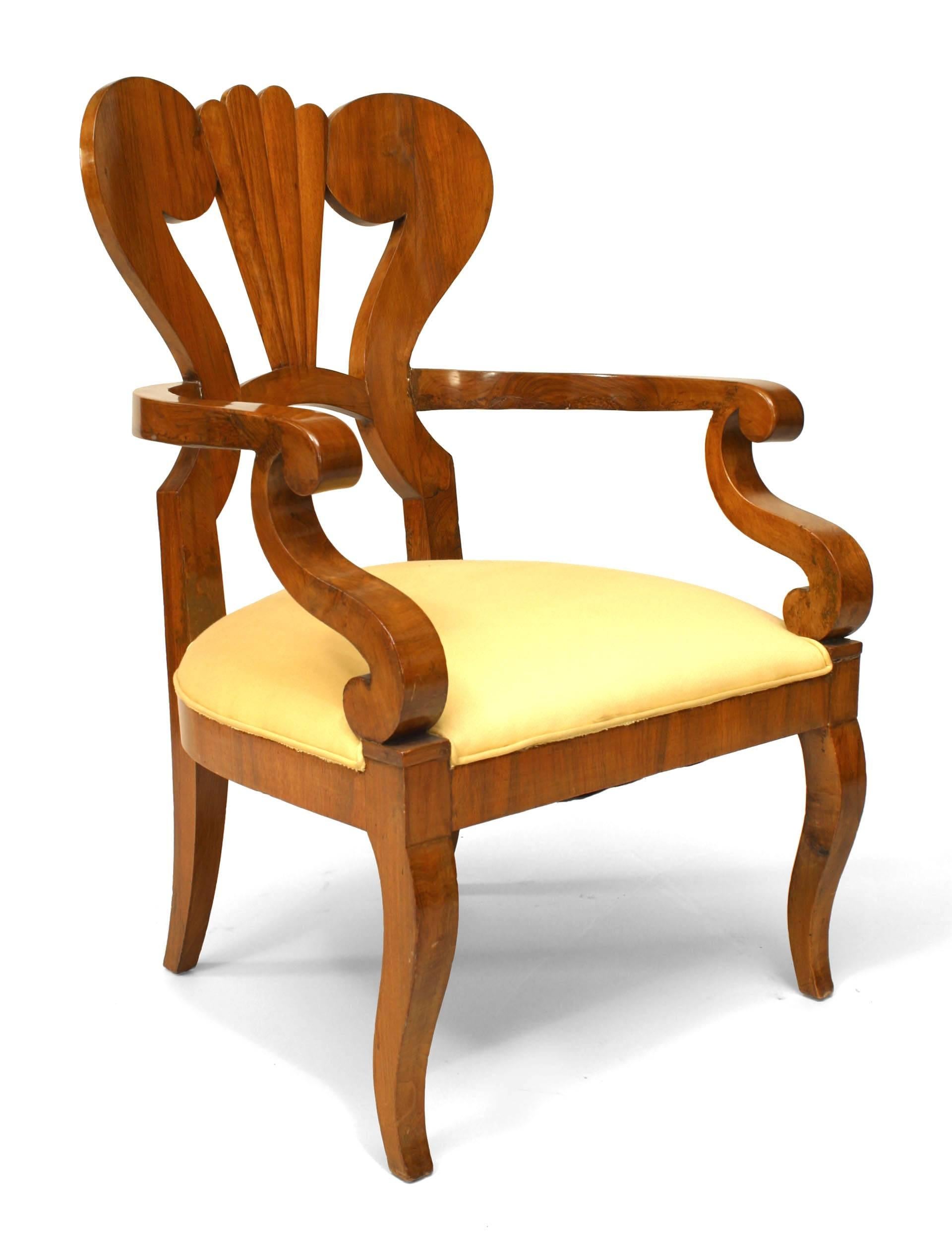 19th Century Pair of Austrian Biedermeier Cherrywood Armchairs For Sale