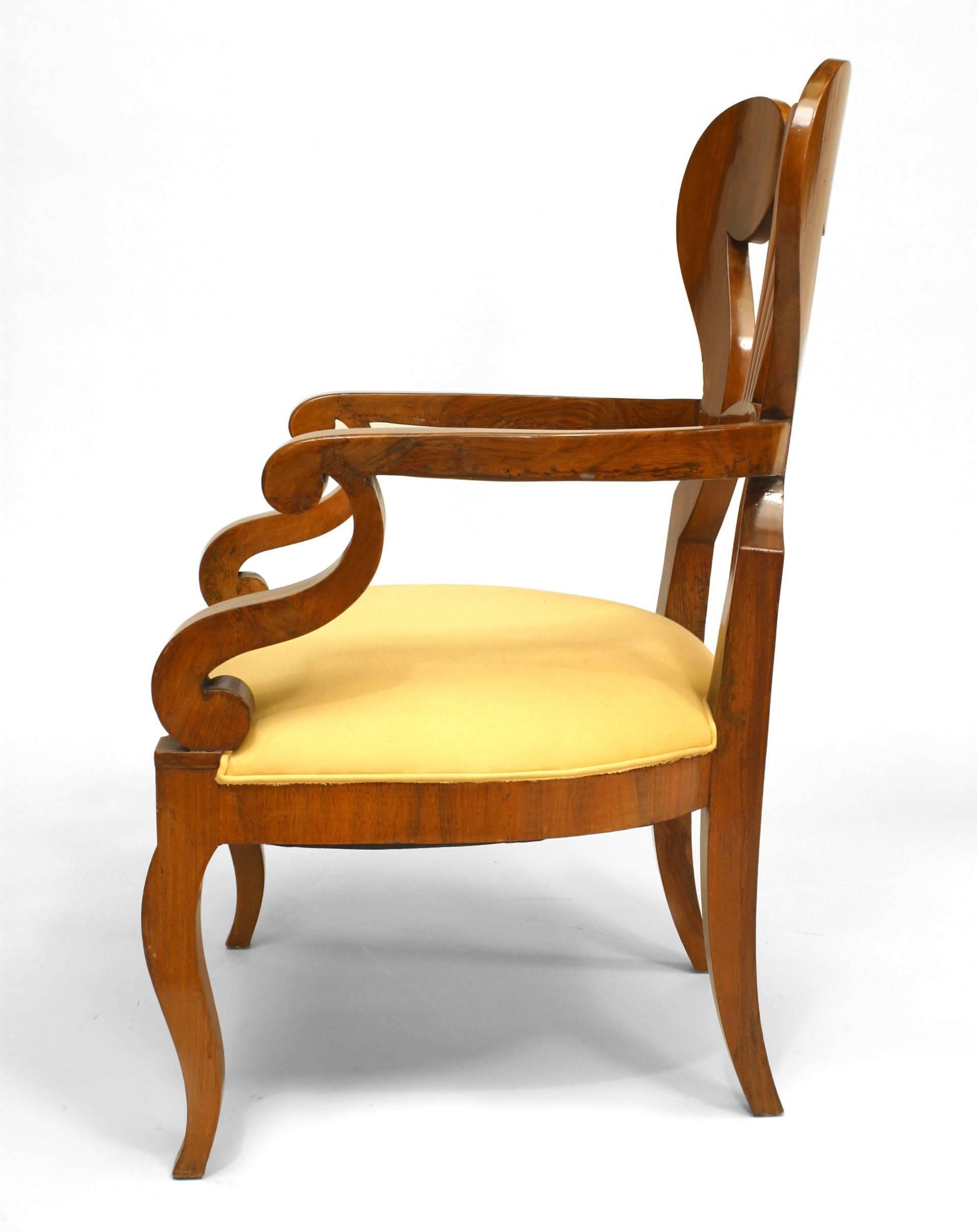 Pair of Austrian Biedermeier Cherrywood Armchairs For Sale 1