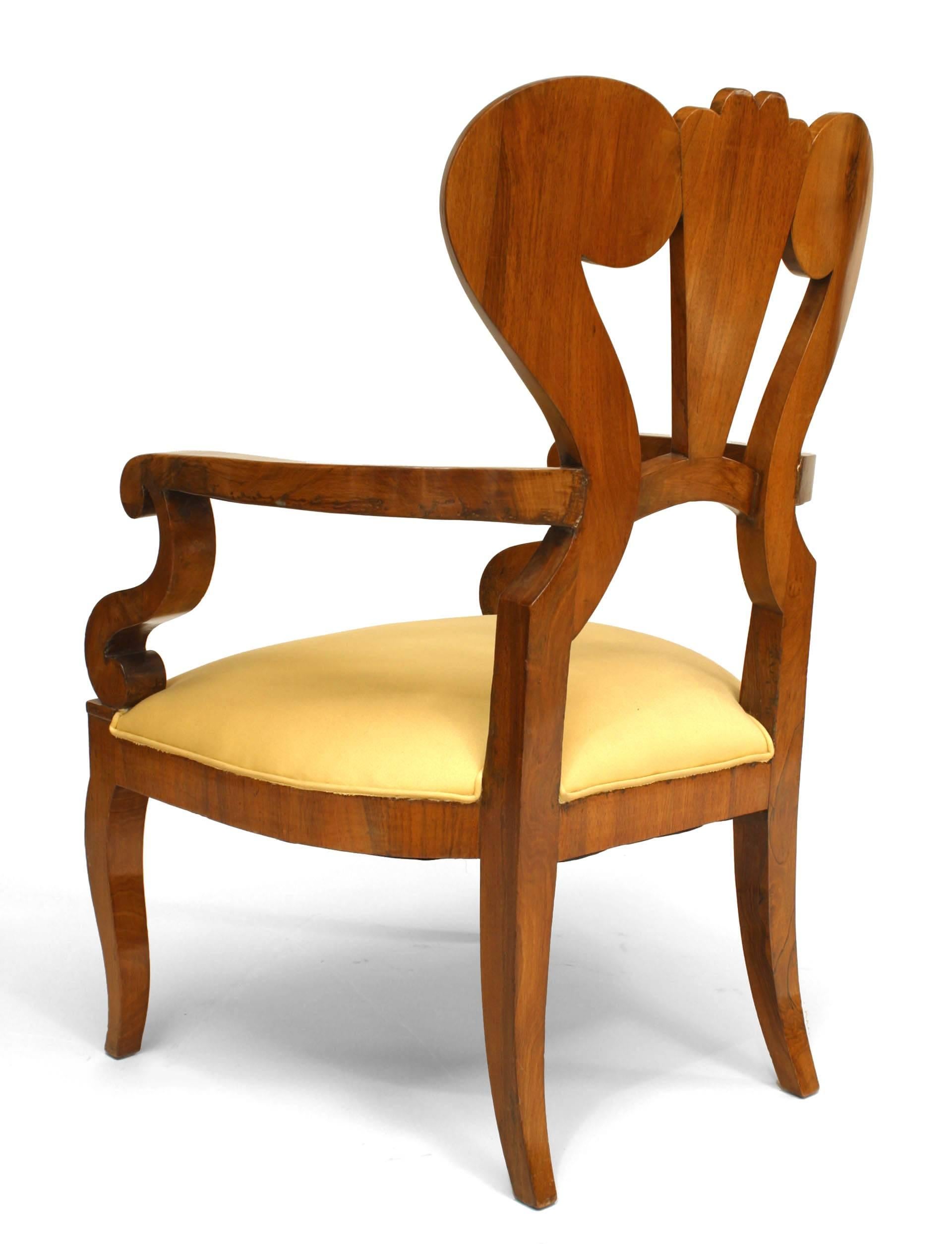 Pair of Austrian Biedermeier Cherrywood Armchairs For Sale 2