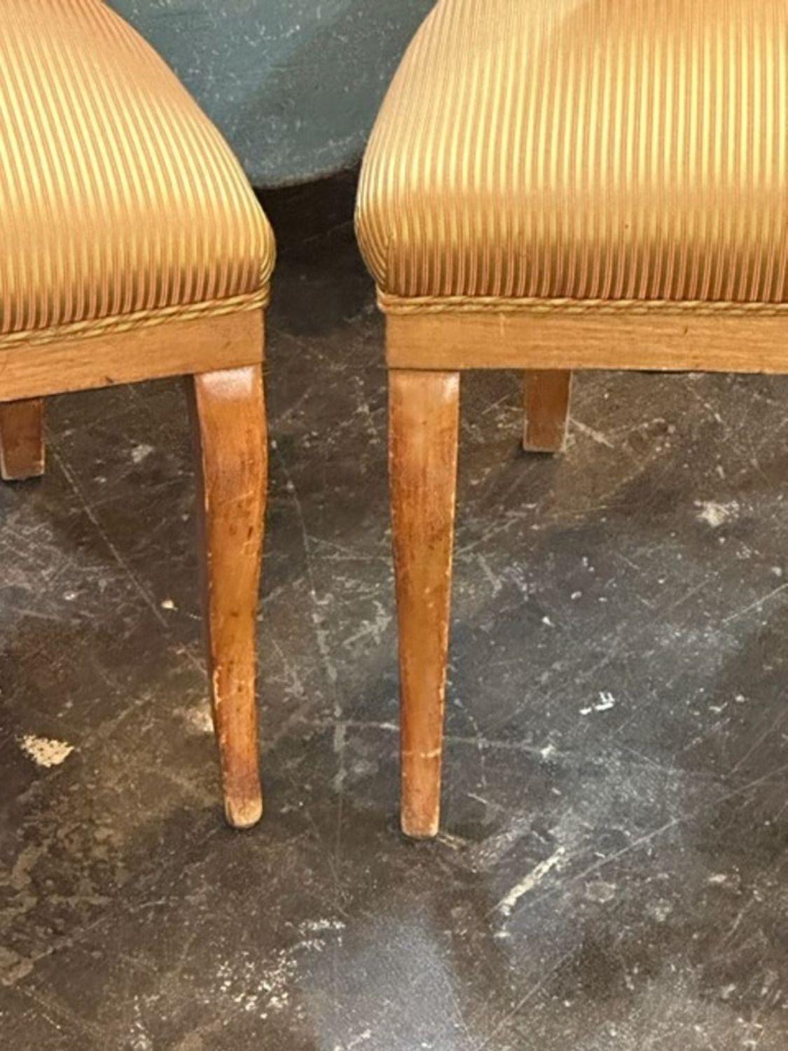 Pair of Austrian Biedermeier Carved Walnut Side Chairs In Good Condition For Sale In Dallas, TX