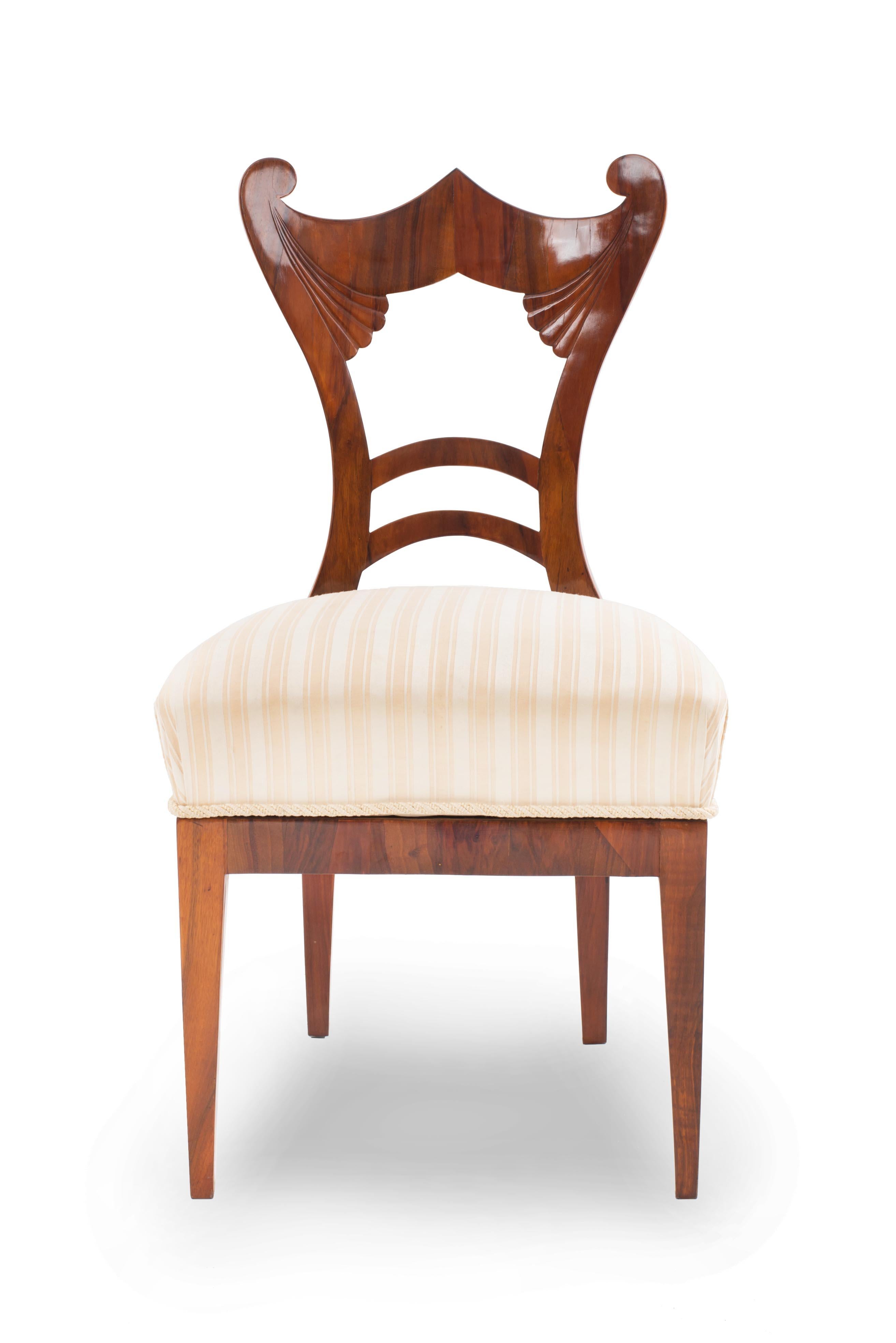 Pair of Austrian Biedermeier Cherrywood Side Chairs For Sale 1
