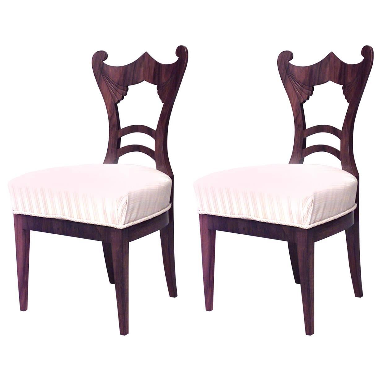 Pair of Austrian Biedermeier Cherrywood Side Chairs