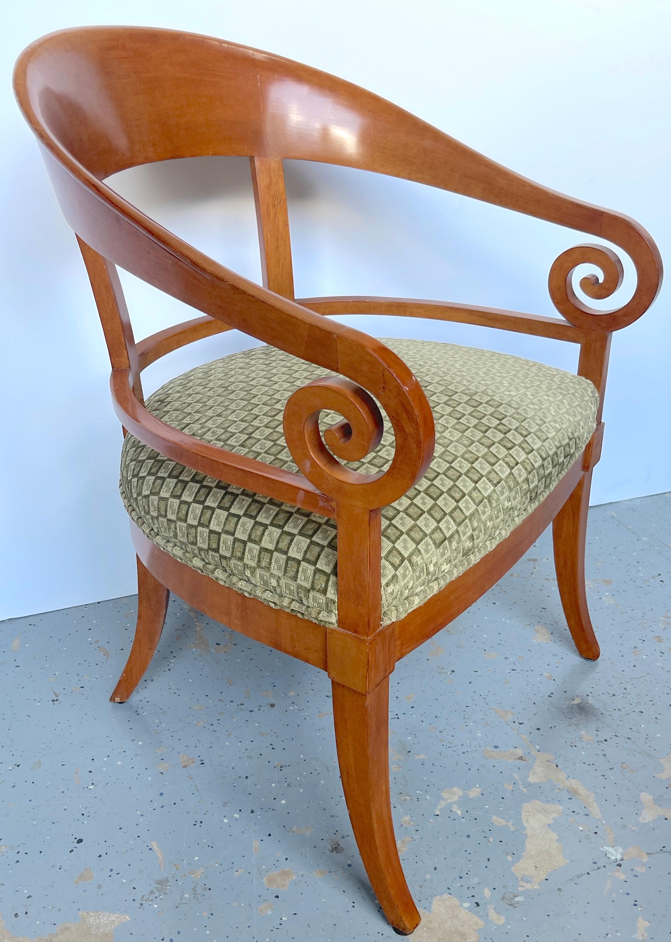 Pair of Austrian Biedermeier Fruitwood Arm/Club Chairs, 2nd Pair Available For Sale 5