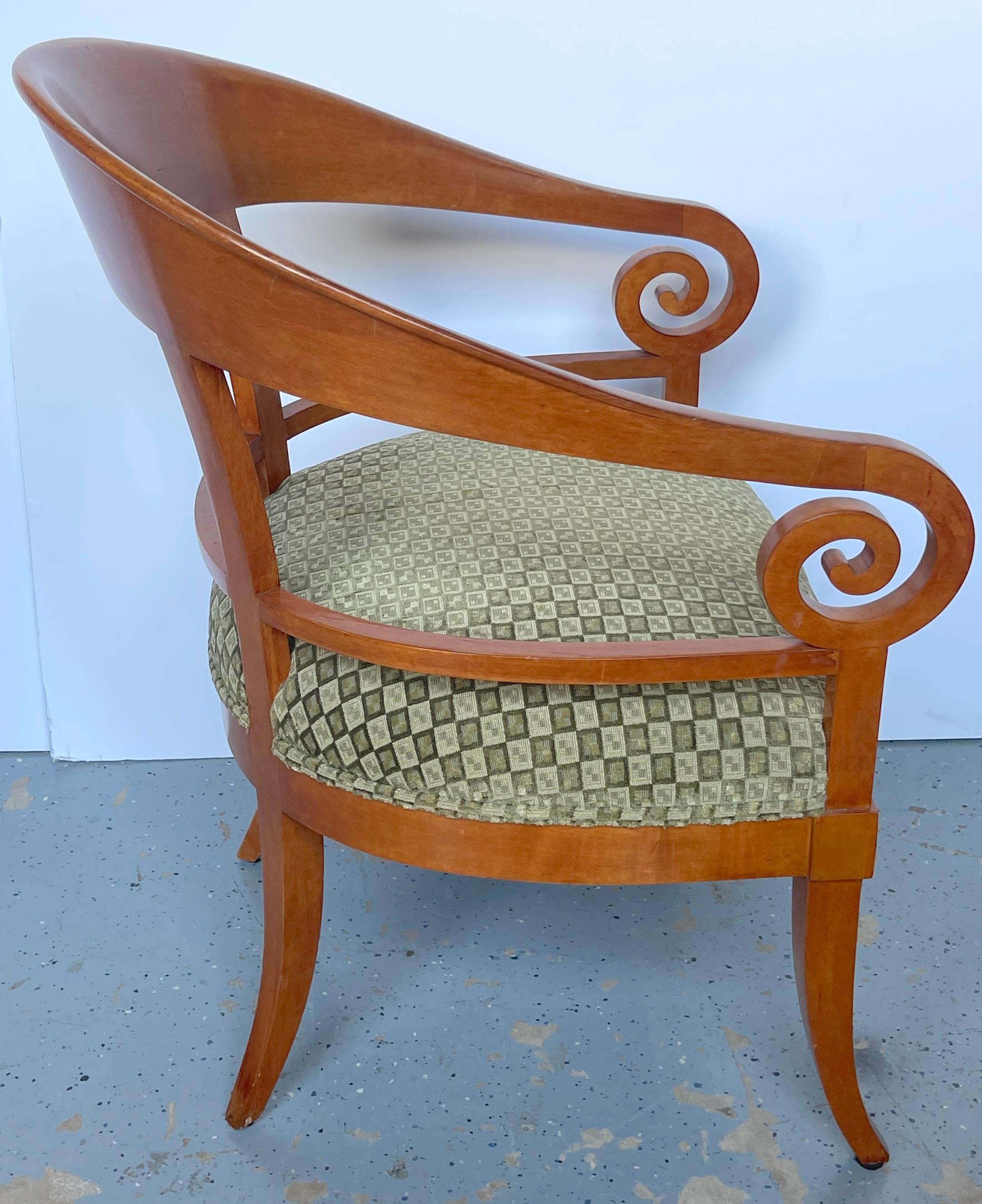 Pair of Austrian Biedermeier Fruitwood Arm/Club Chairs, 2nd Pair Available For Sale 6