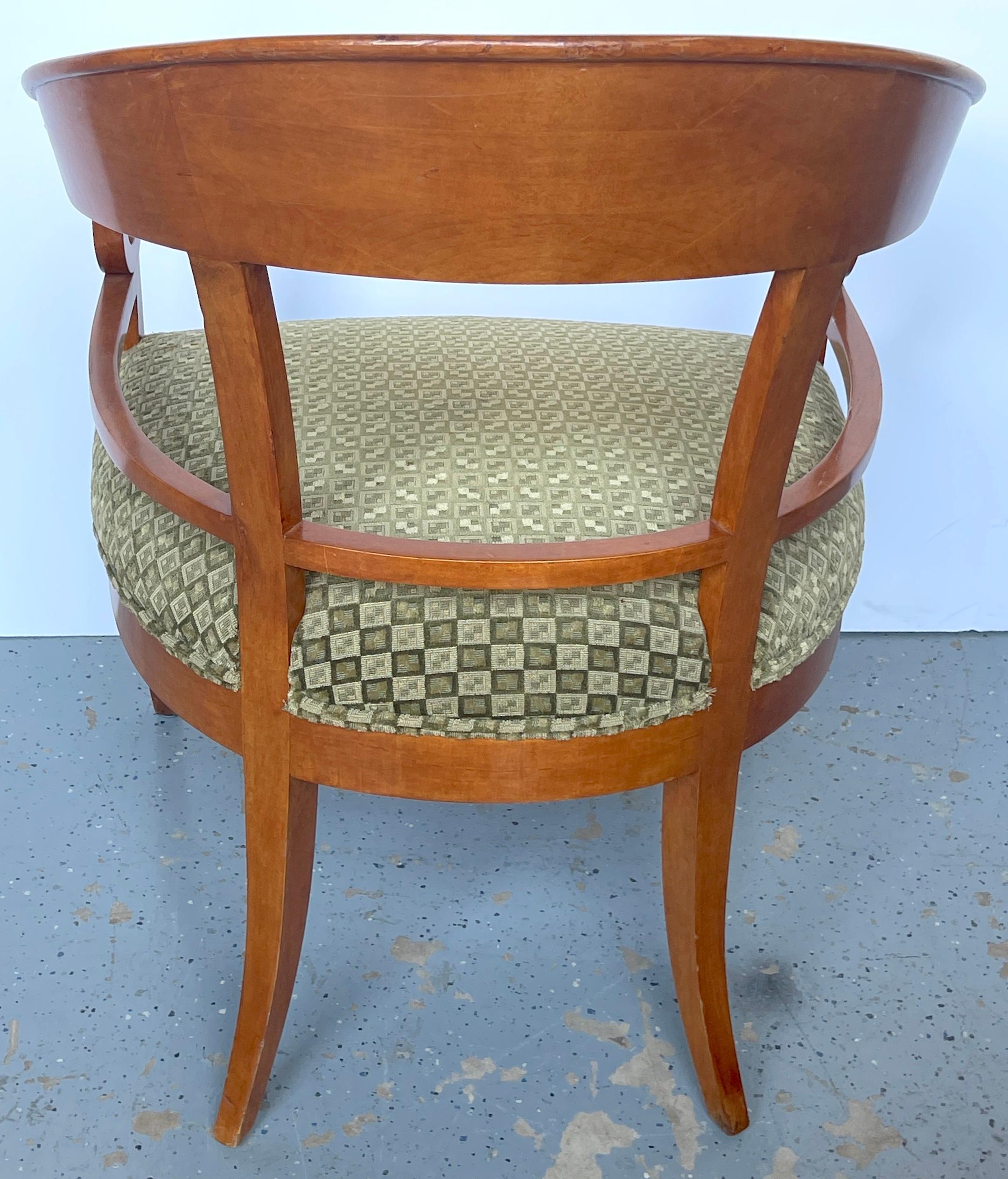 Pair of Austrian Biedermeier Fruitwood Arm/Club Chairs, 2nd Pair Available For Sale 7