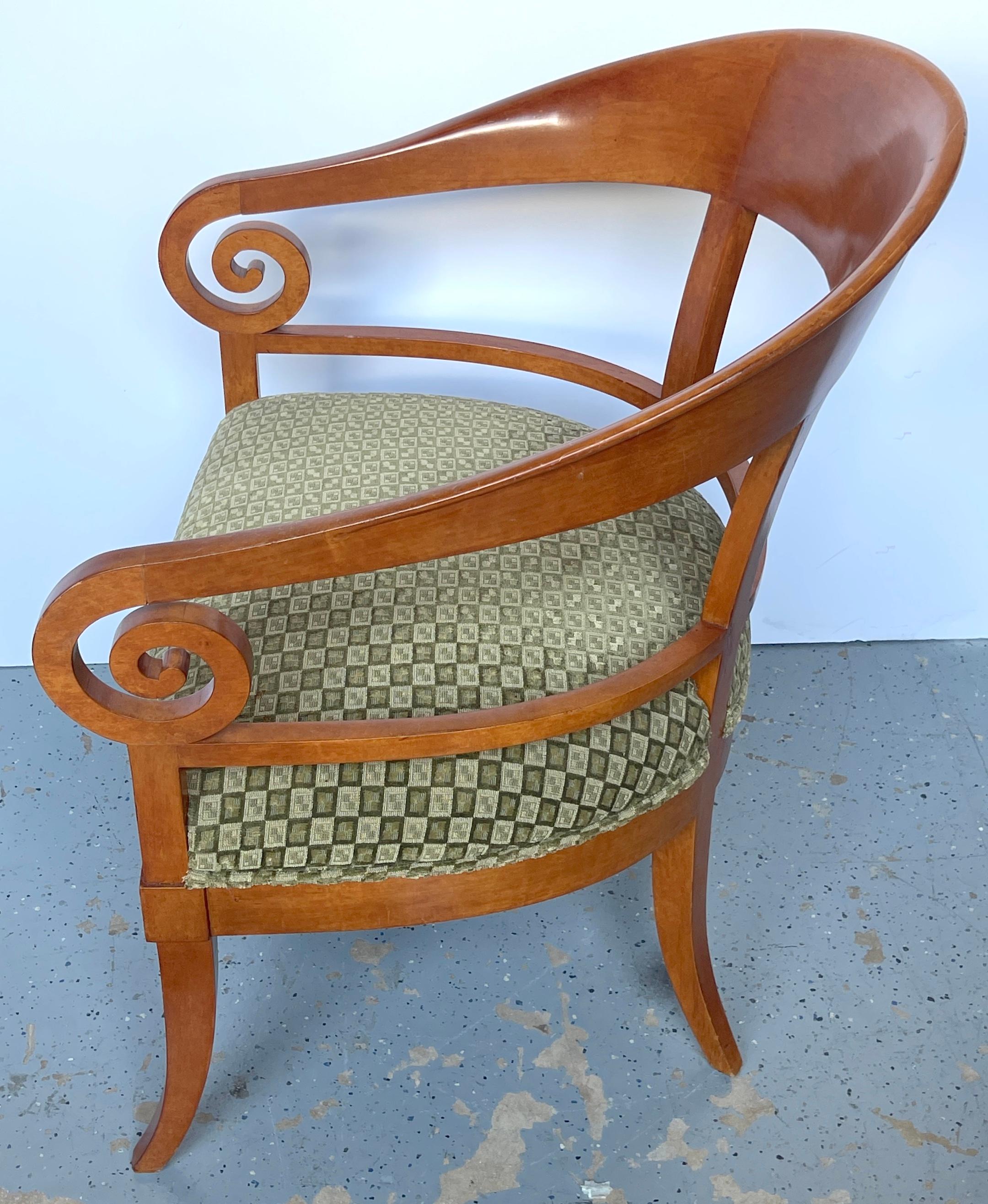 Pair of Austrian Biedermeier Fruitwood Arm/Club Chairs, 2nd Pair Available For Sale 8