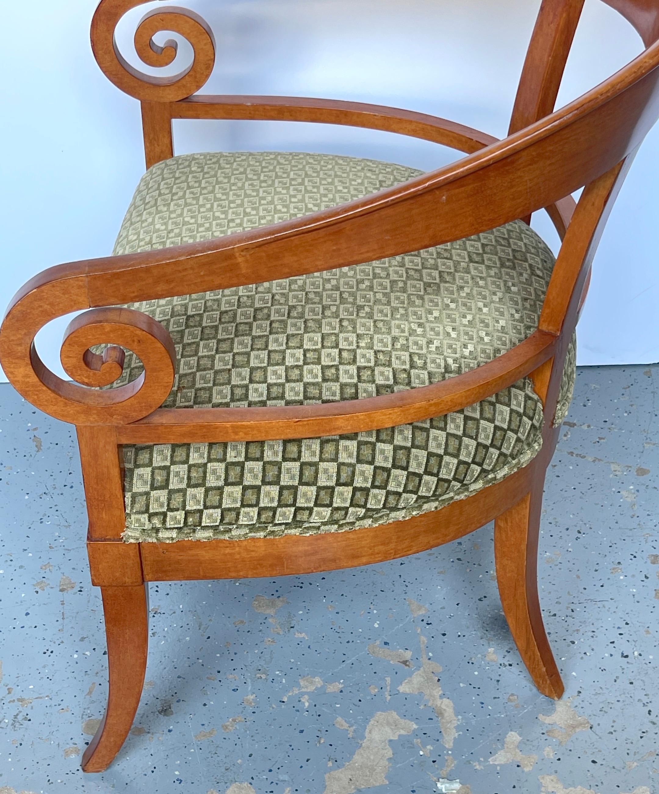 Pair of Austrian Biedermeier Fruitwood Arm/Club Chairs, 2nd Pair Available For Sale 9