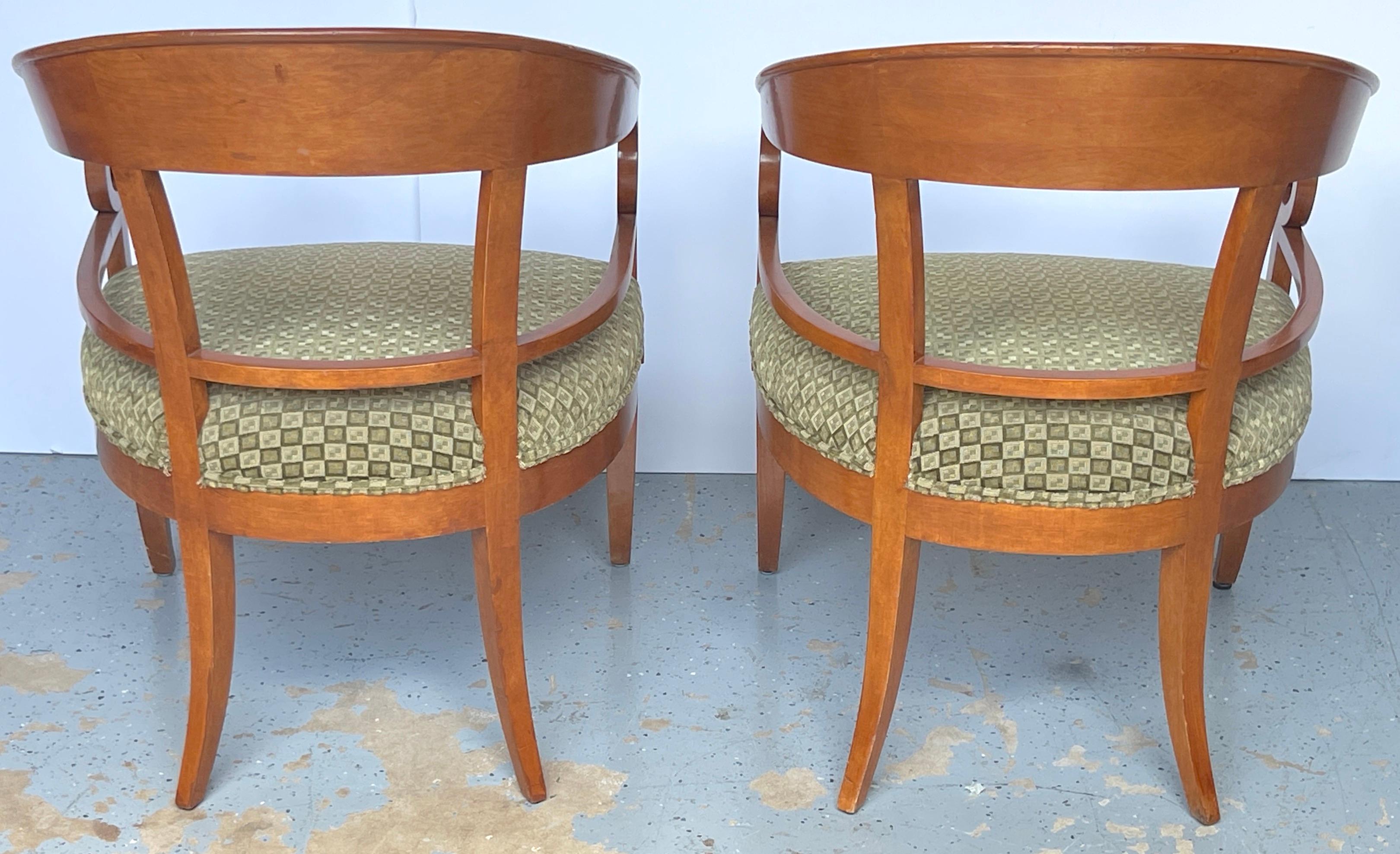 Pair of Austrian Biedermeier Fruitwood Arm/Club Chairs, 2nd Pair Available For Sale 2