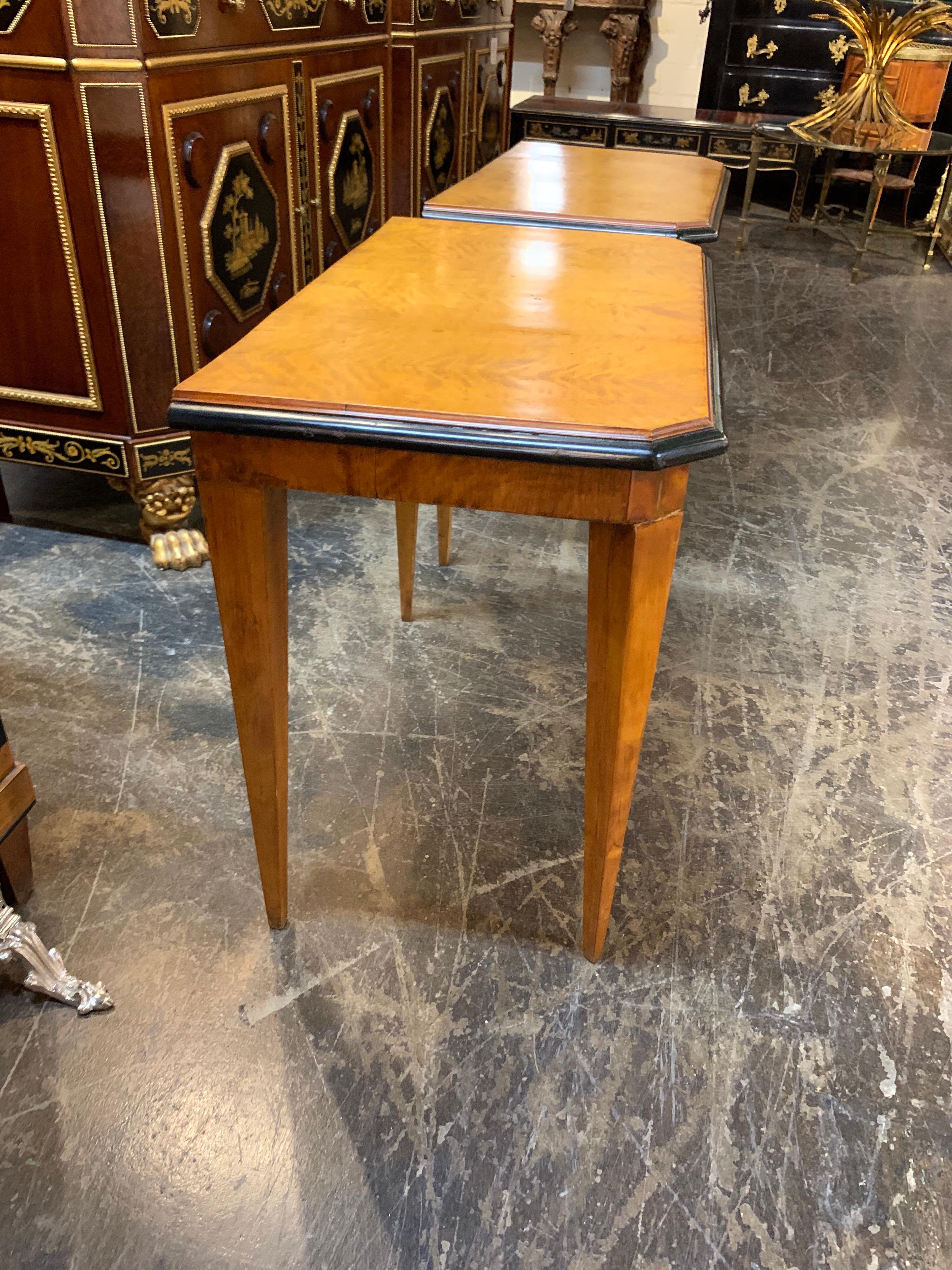 Pair of Austrian Biedermeier Mahogany and Ebonized  Side Tables In Good Condition In Dallas, TX