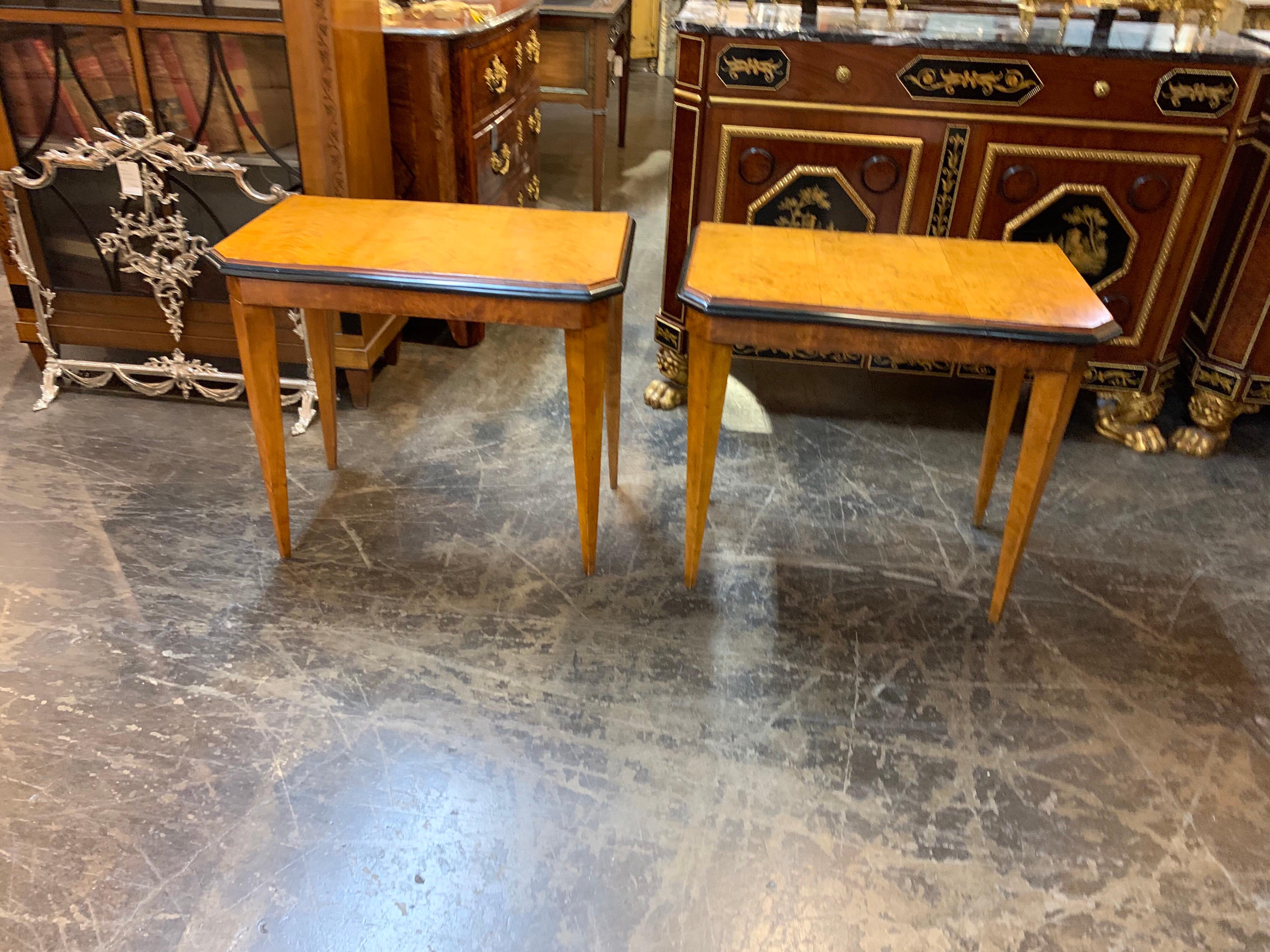 Pair of Austrian Biedermeier Mahogany and Ebonized  Side Tables 2