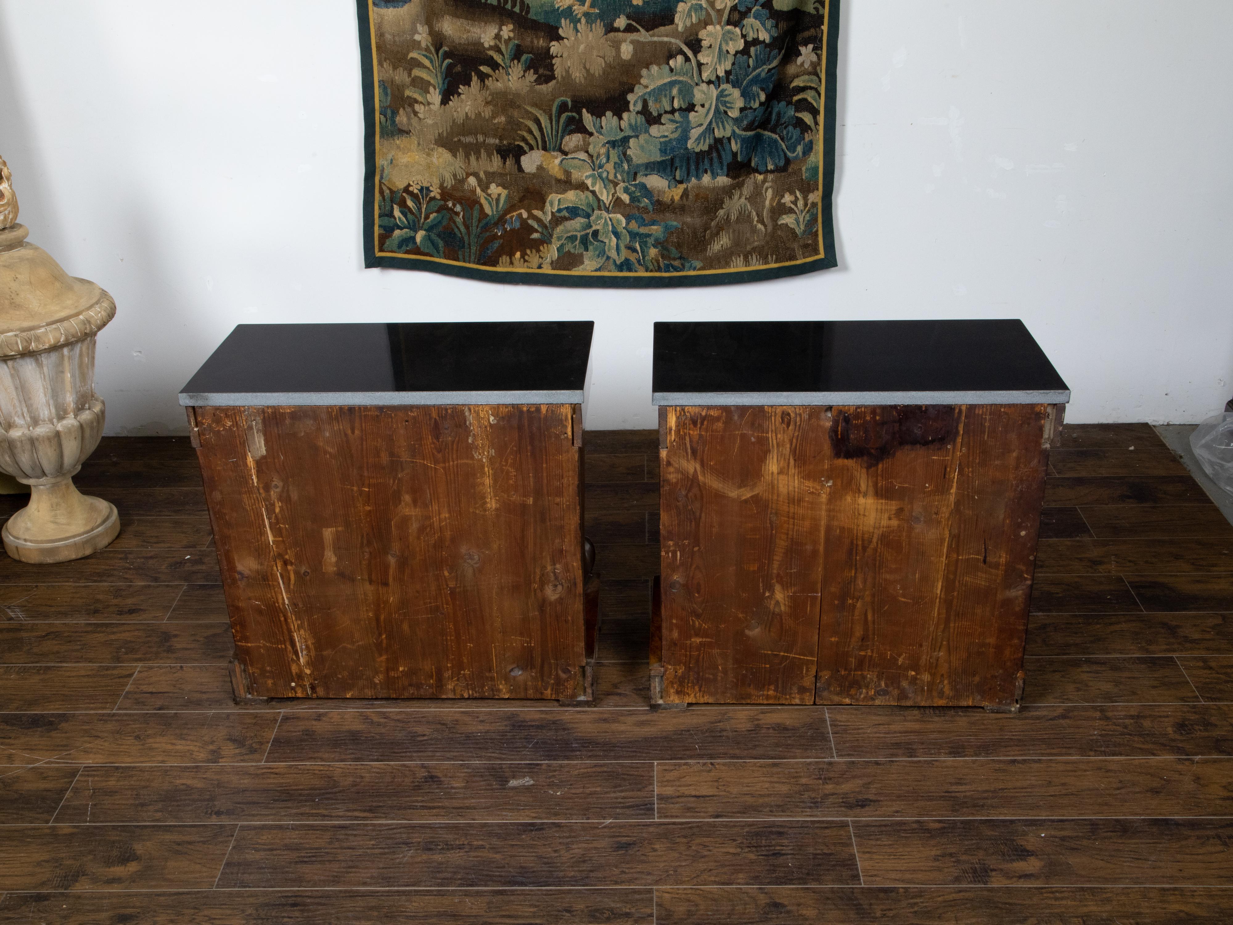 Pair of Austrian Biedermeier Period 19th Century Walnut and Marble Consoles For Sale 1