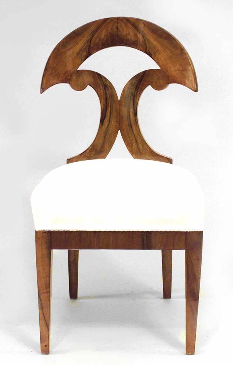 Pair of Austrian Biedermeier Walnut Side Chairs In Good Condition For Sale In New York, NY